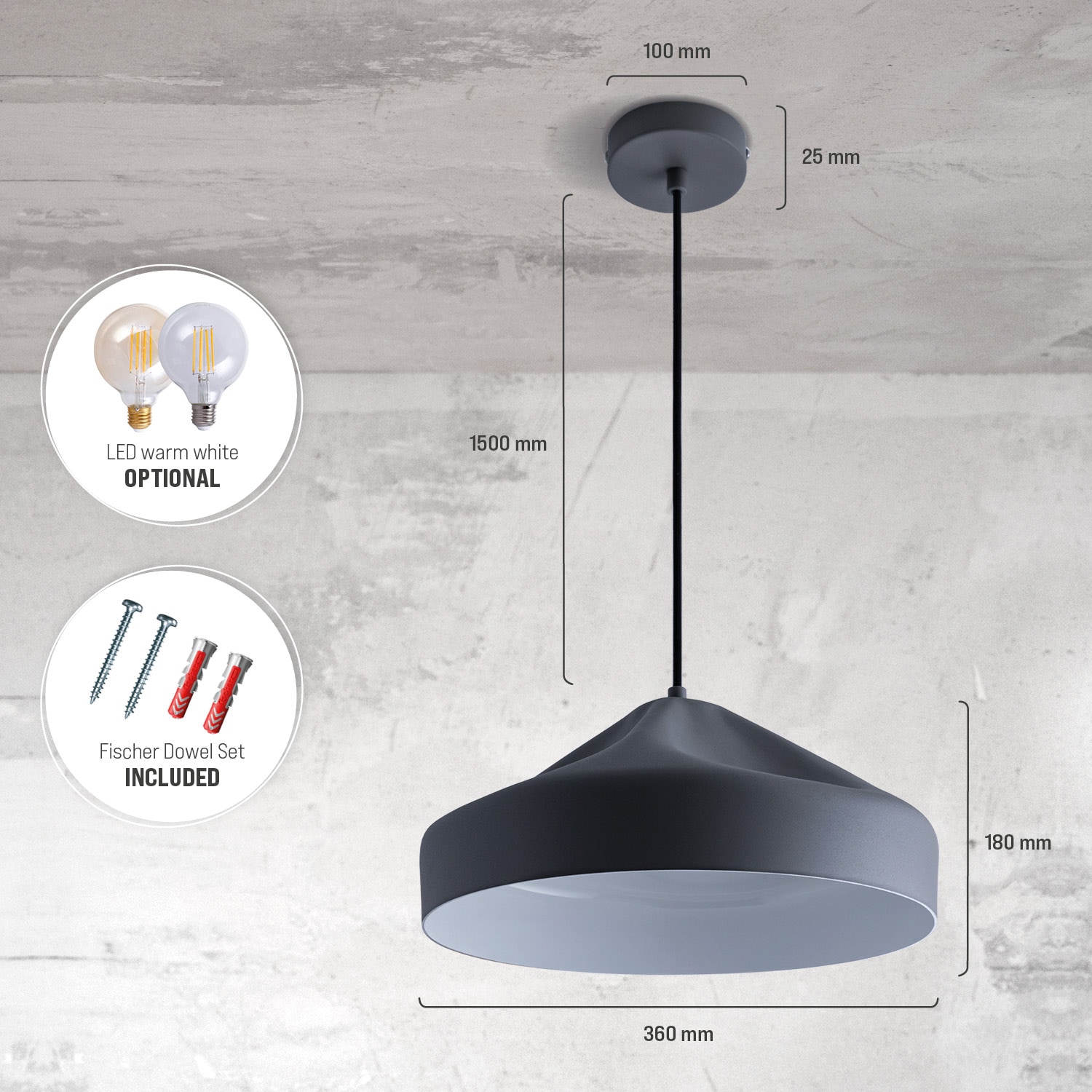 Paco Home Pendelleuchte »HURLEY T«, 1 flammig, Leuchtmittel E27 | ohne Leuchtmittel, Hängelampe Esszimmer Küchenlampe Hängend Esstischlampe Innen Gold