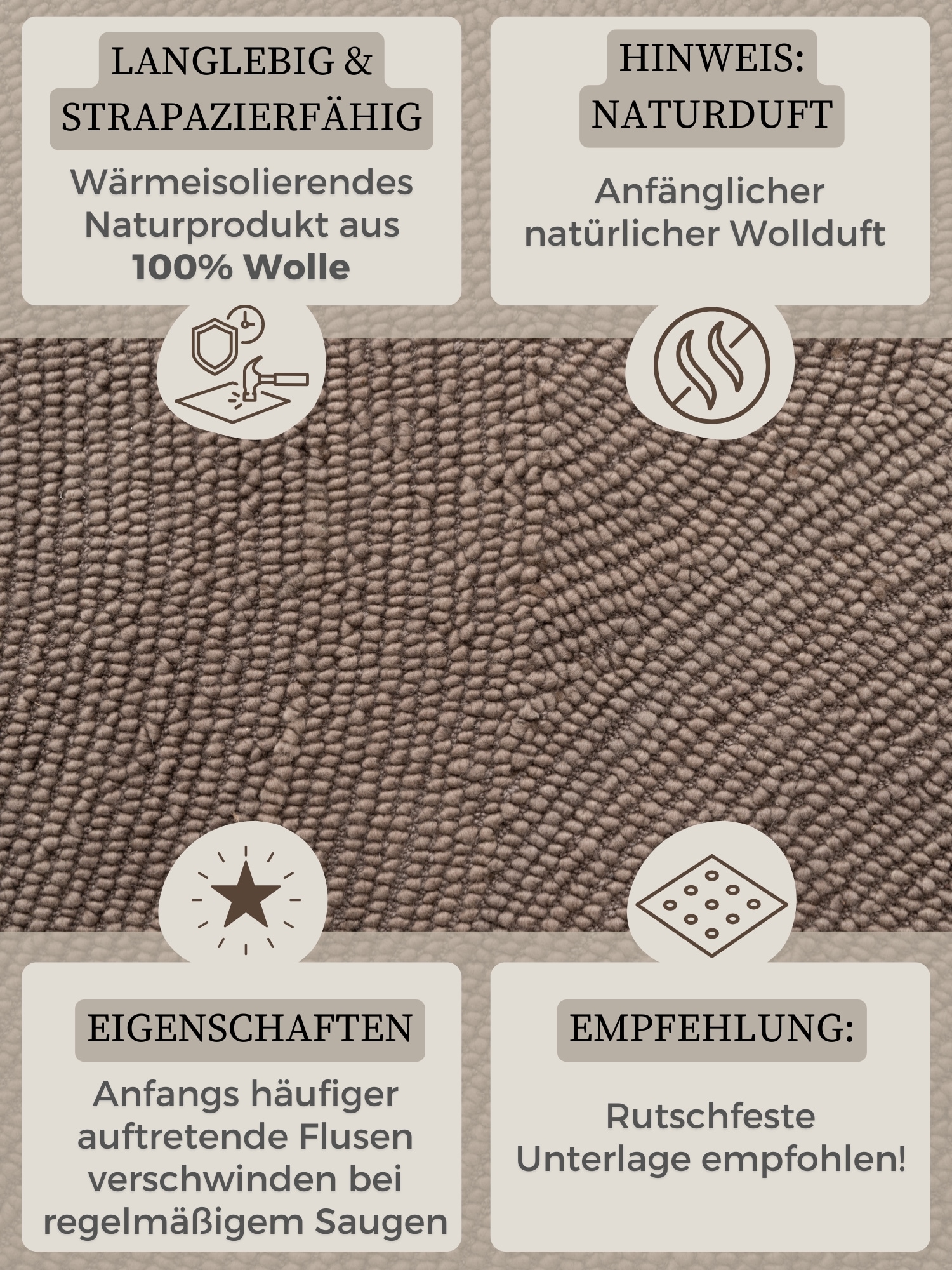 HANSE Home Wollteppich »Eleni«, rechteckig, 18 mm Höhe, Handgetuftet, Wolle, Natur, Wohnzimmer, Schlafzimmer, Skandi, Hygge