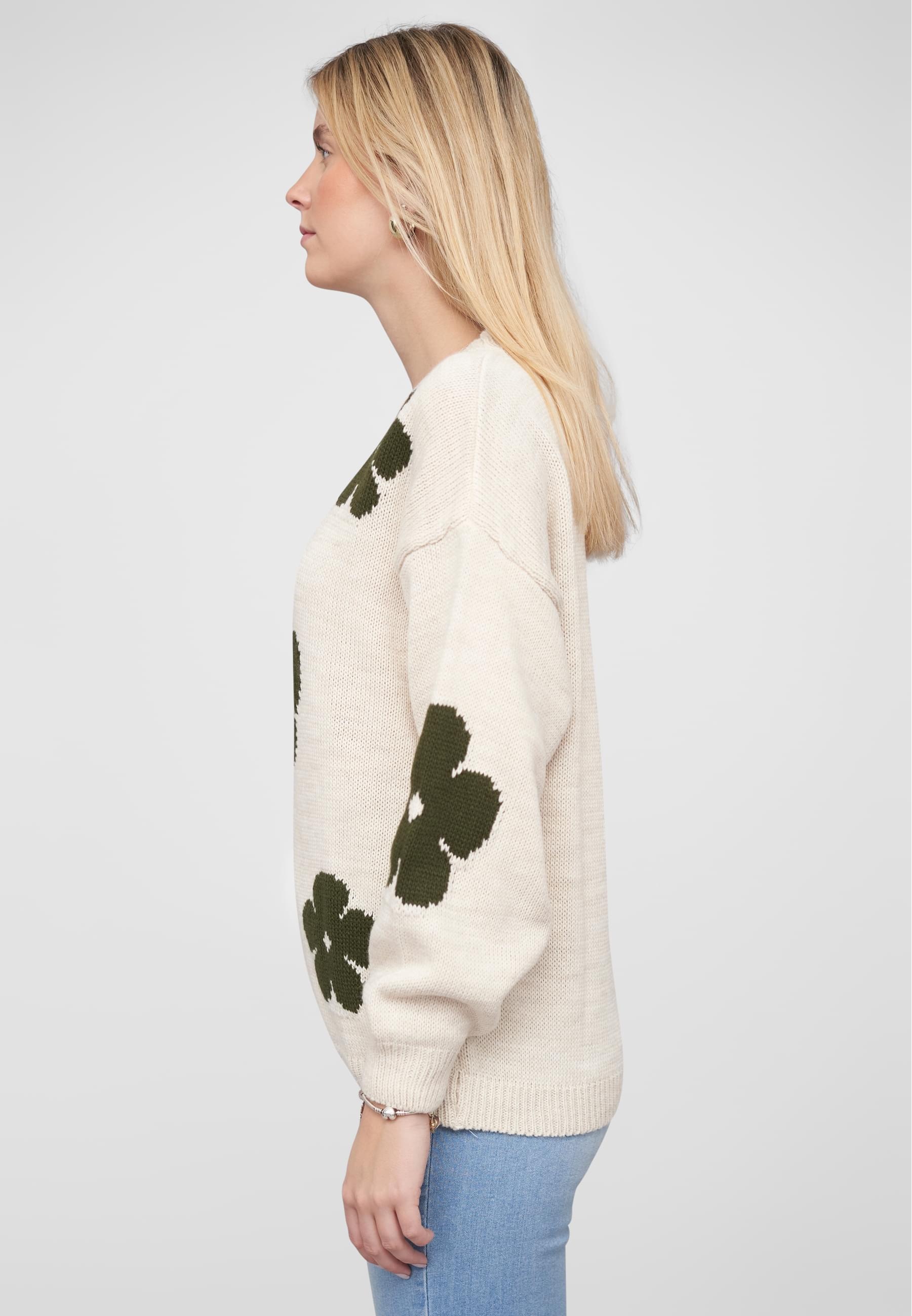 CLOUD 5IVE Rundhalspullover »CLOUD 5IVE Cloud 5ive Crewneck Knit Sweater with Flowers« 1 Stk. tlg.