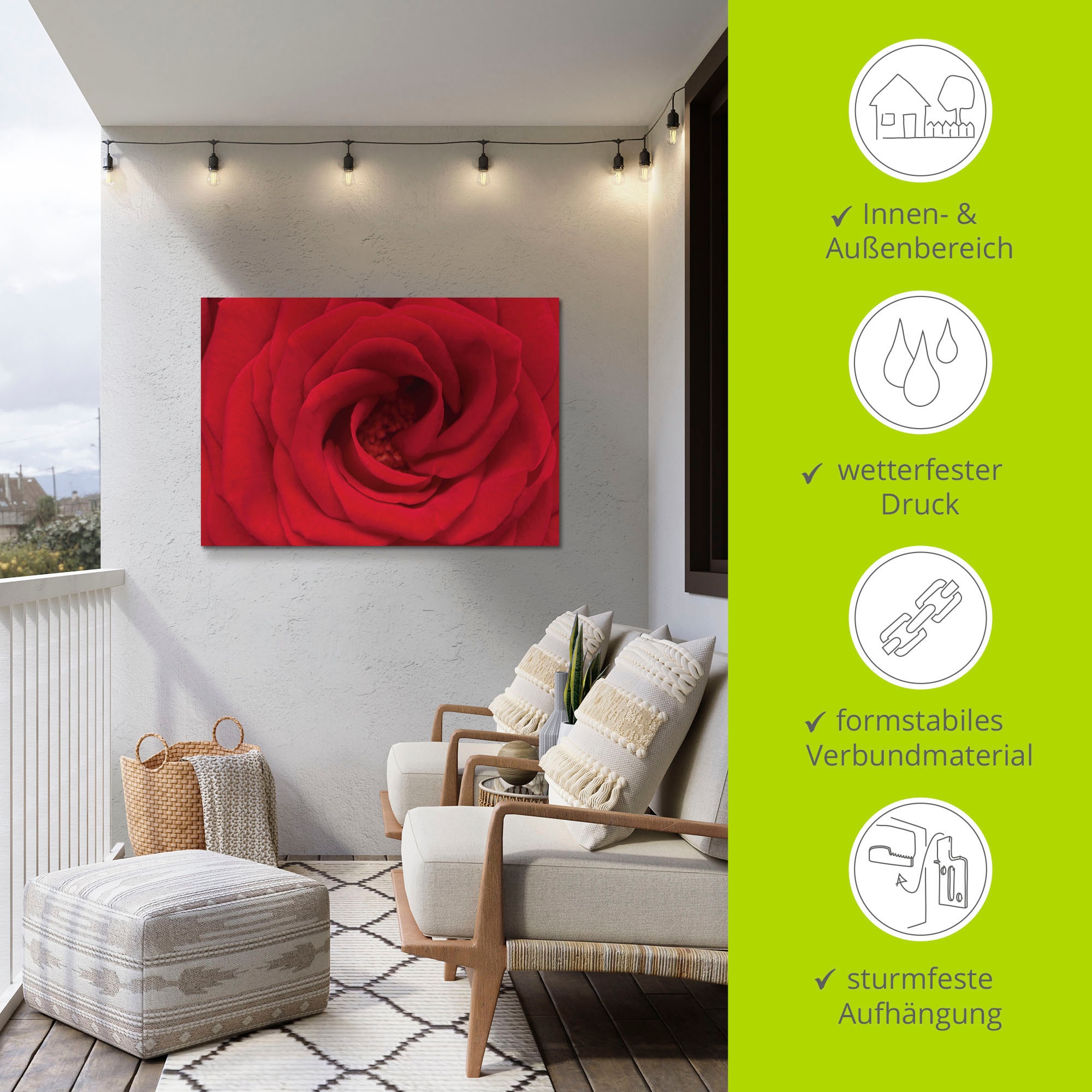 Artland Wandbild »Rote Rose«, Blumen, (1 St.), als Alubild, Outdoorbild, Leinwandbild in verschied. Größen
