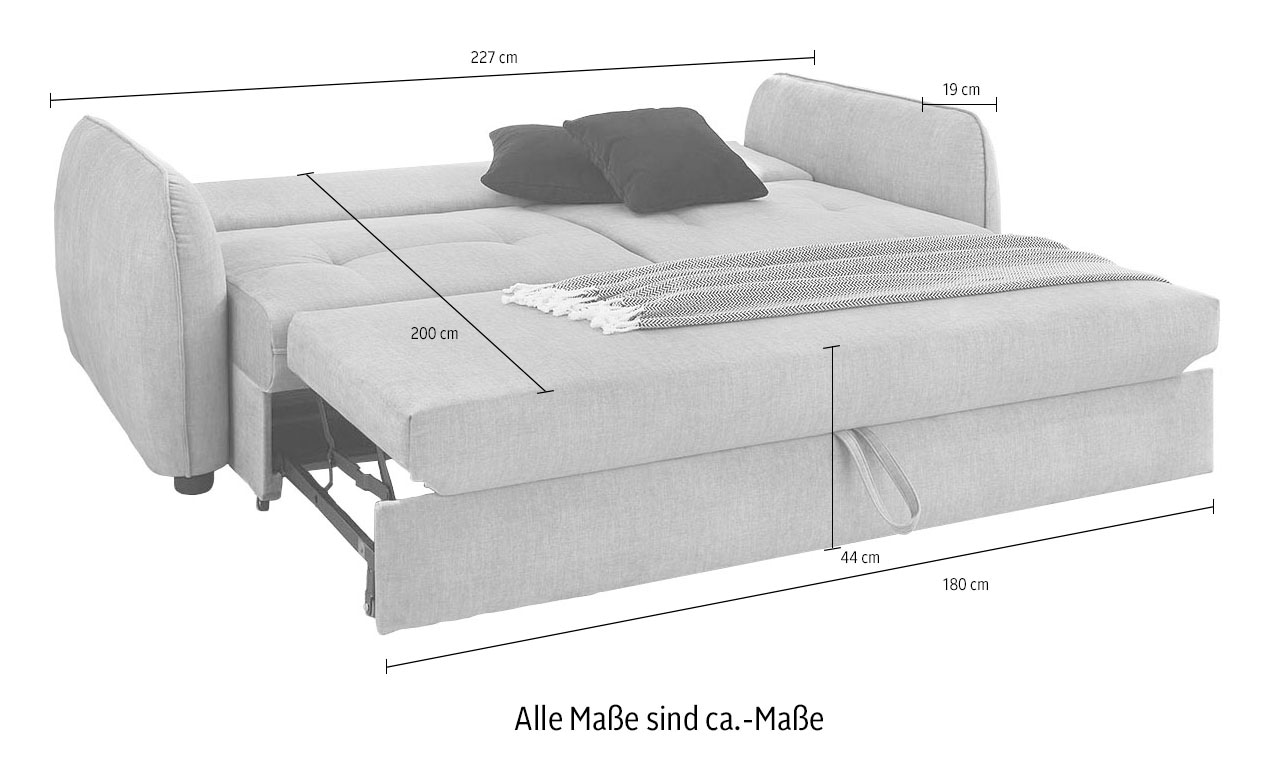 Jockenhöfer Gruppe cm bestellen Bettfunktion, Schlafsofa »Sascha«, 180x200 und | Relax- Liegefläche mit BAUR Wellenfedern