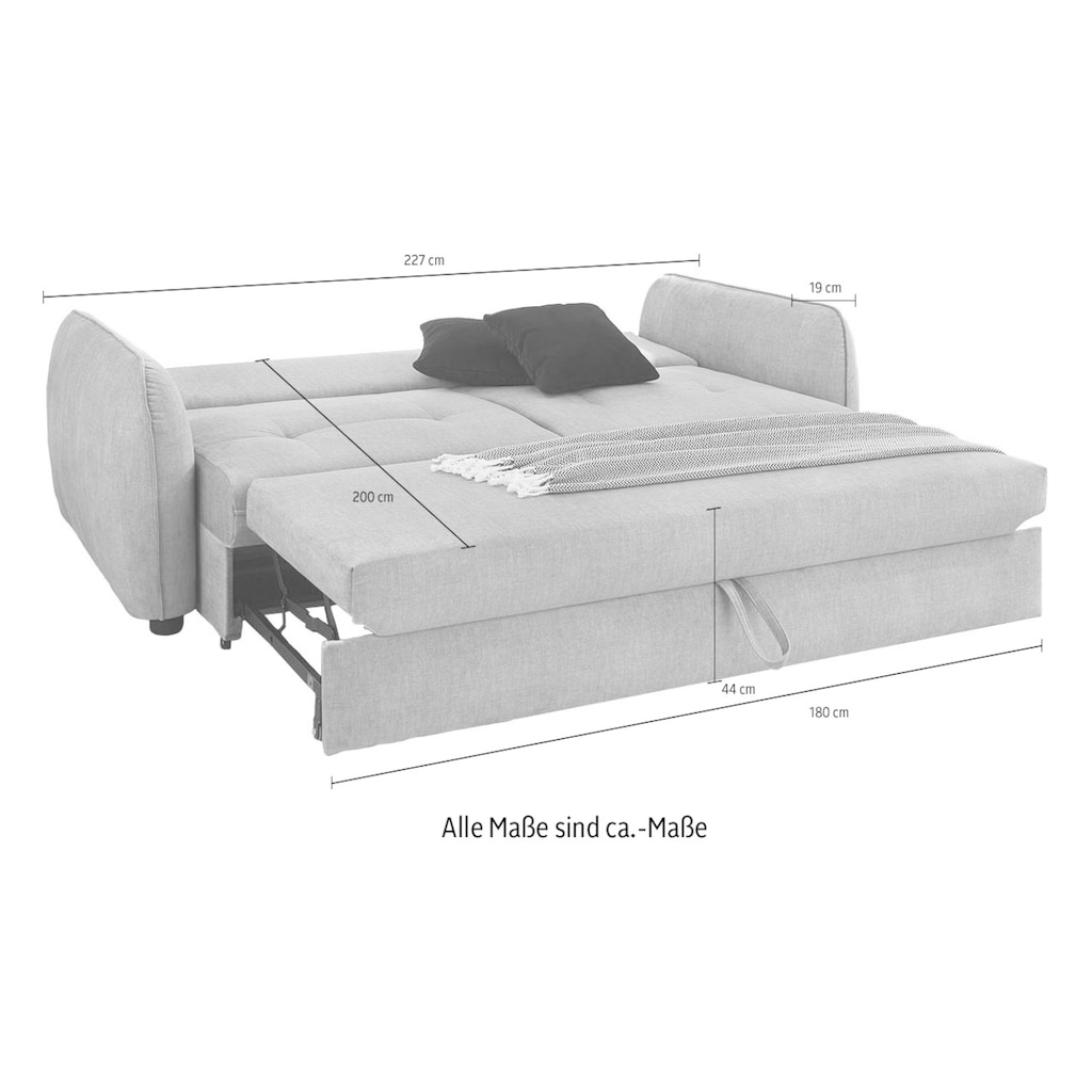 Jockenhöfer Gruppe Schlafsofa »Sascha«, mit Relax- und Bettfunktion, Wellenfedern, Liegefläche 180x200 cm