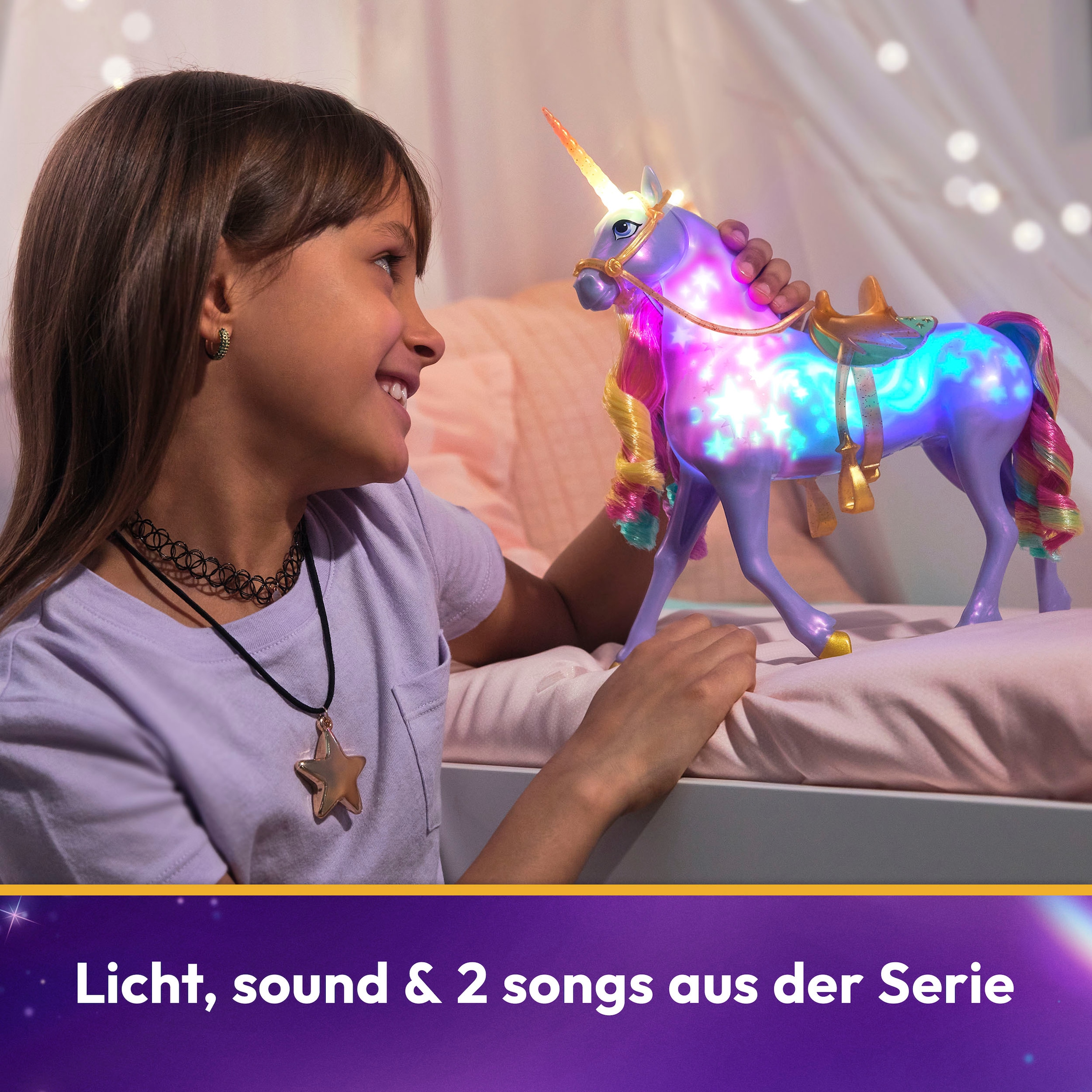 Spin Master Anziehpuppe »Unicorn Academy - Interactive Rainbow Light-Up Wildstar & Sophia«, (Set), mit Licht- & Soundeffekt