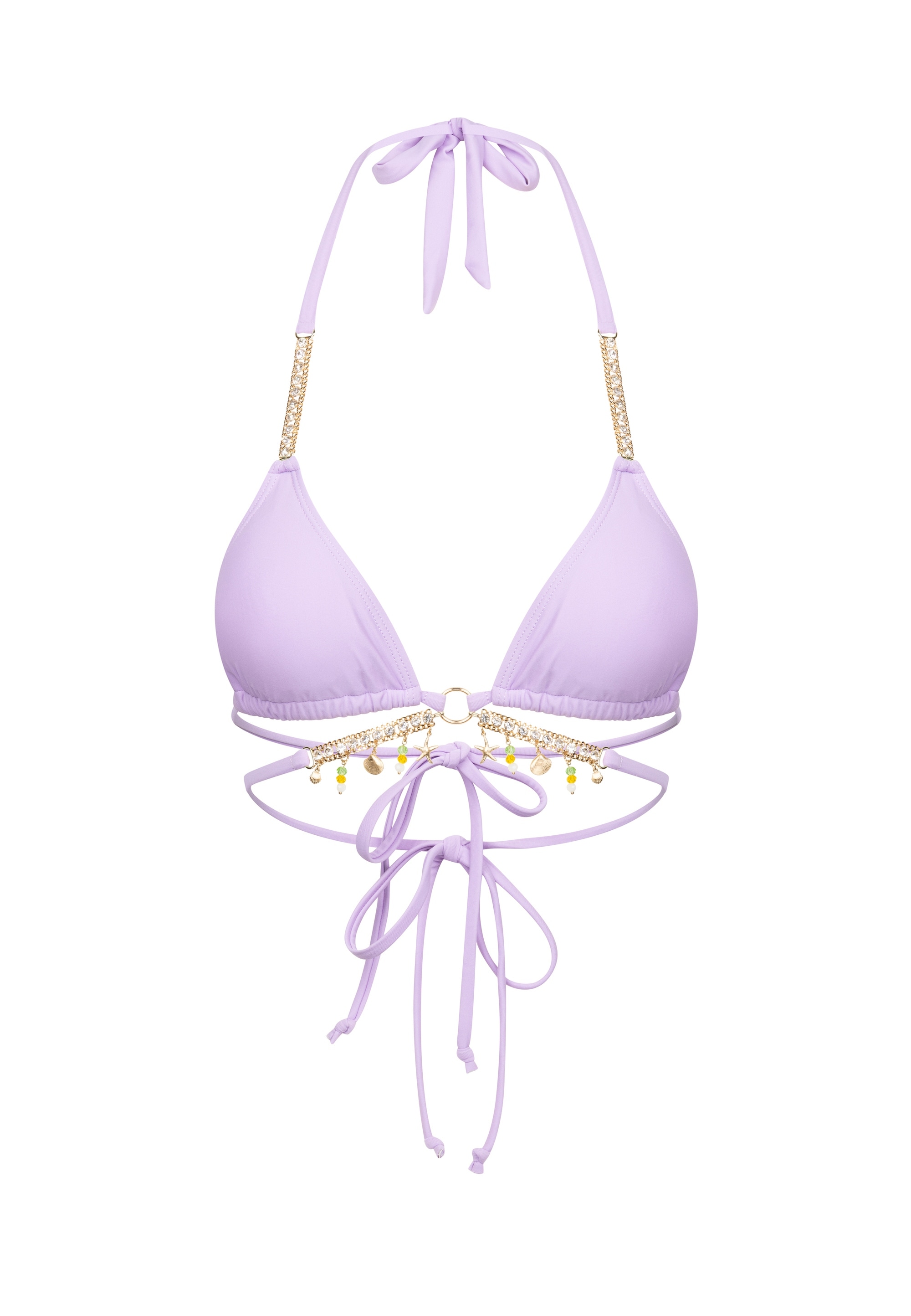 Moda Minx Triangel-Bikini-Top »Seychelles Triangle Wrap Top«, (1 St.), mit edlen Schmuckelementen und kleinen Anhängern