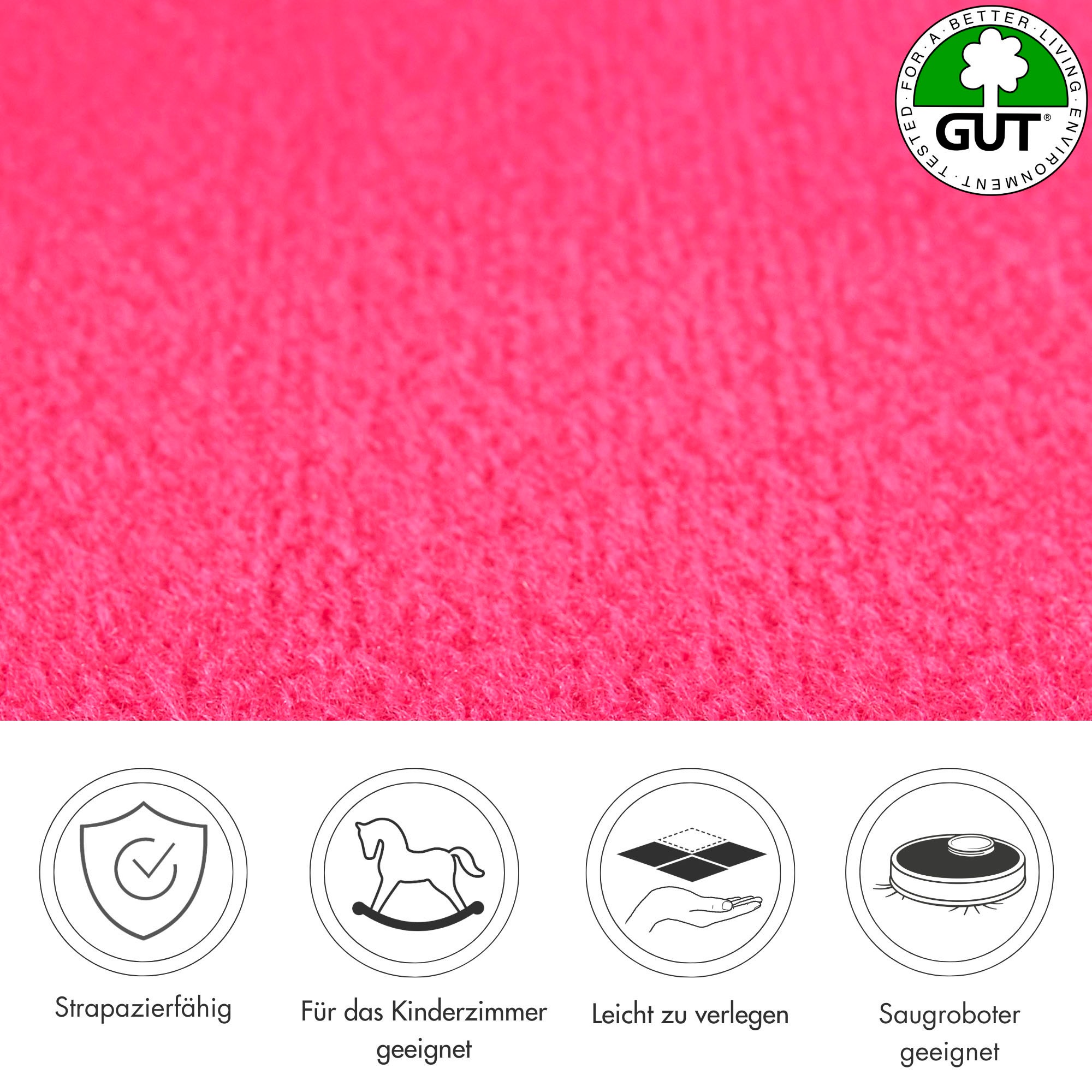 Teppichboden ANDIAMO "Sina, Velours, Gesamthöhe 6 mm, Made in Belgium", pink, B:400cm L:400cm, Kunstfaser, Teppiche, Uni Farben, Breite 400 cm, strapazierfähig, pflegeleicht, Wohnzimmer 3