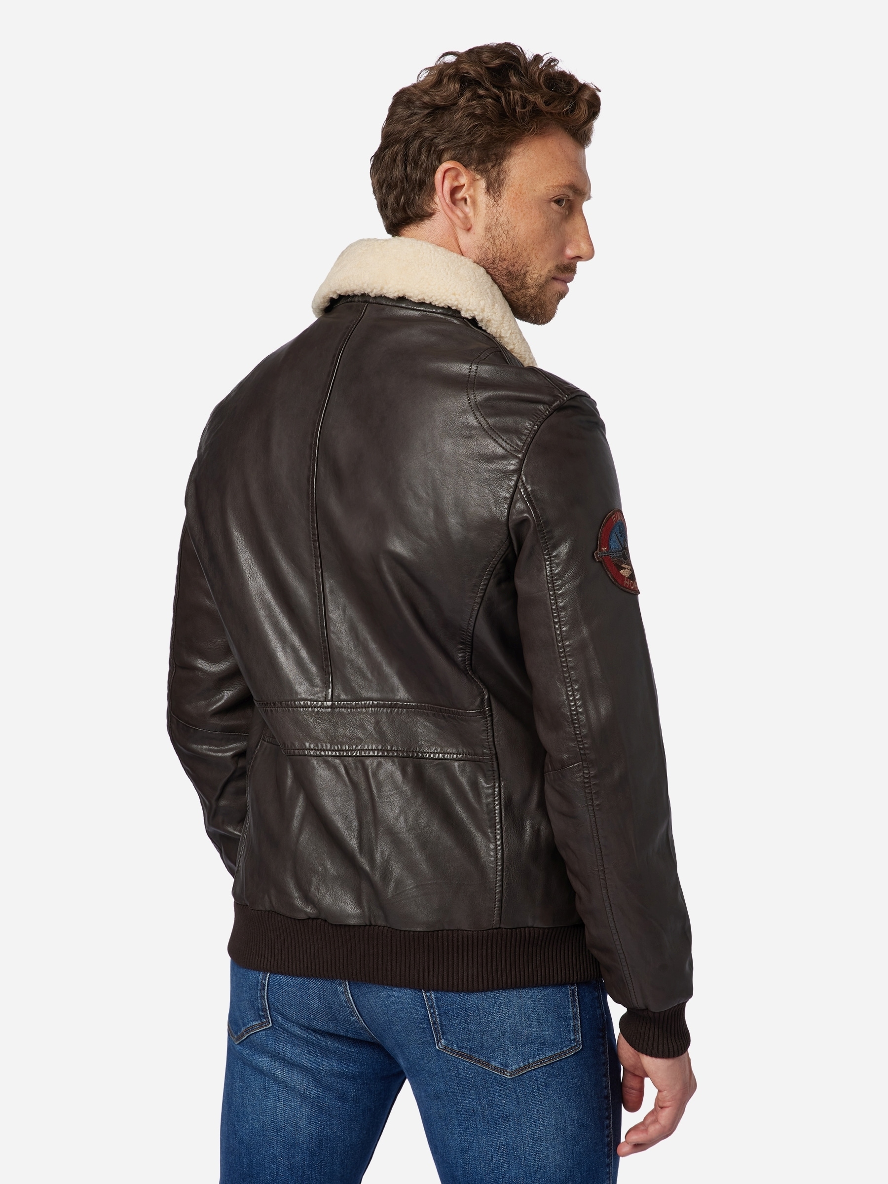 RICANO Bomberjacke »Lederjacke TG-1011« ohne Kapuze Handgefertigt aus echtem Leder