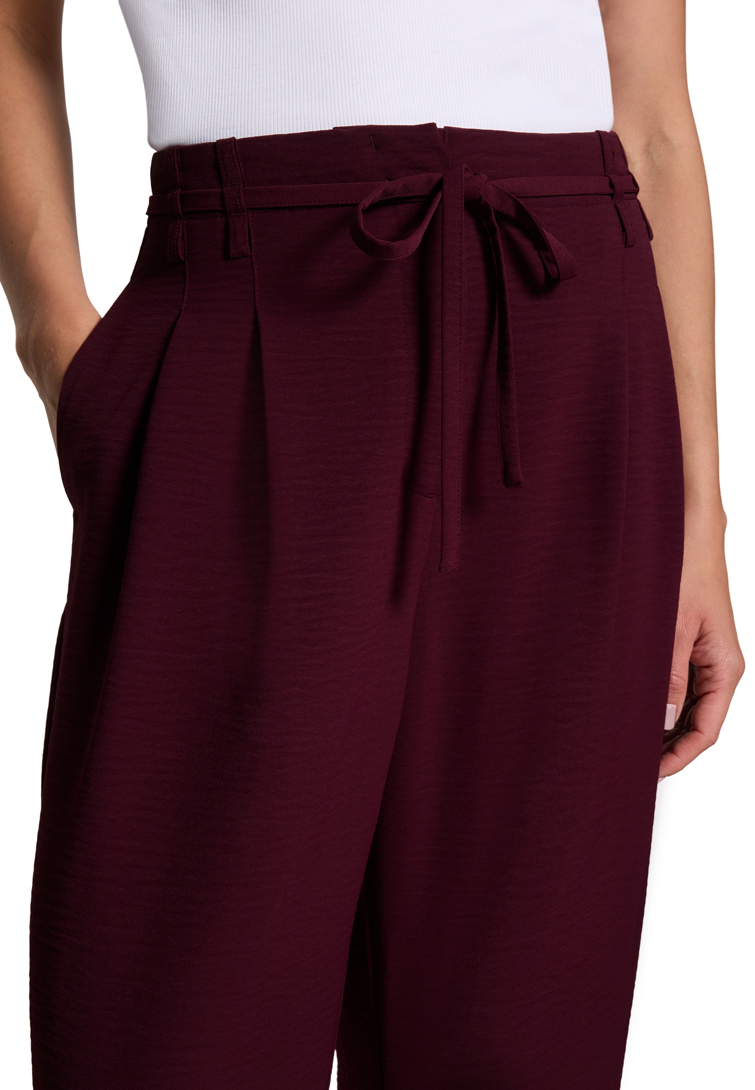 Zero Stoffhose »Damen fit Hose mit Bindegürtel«  Material