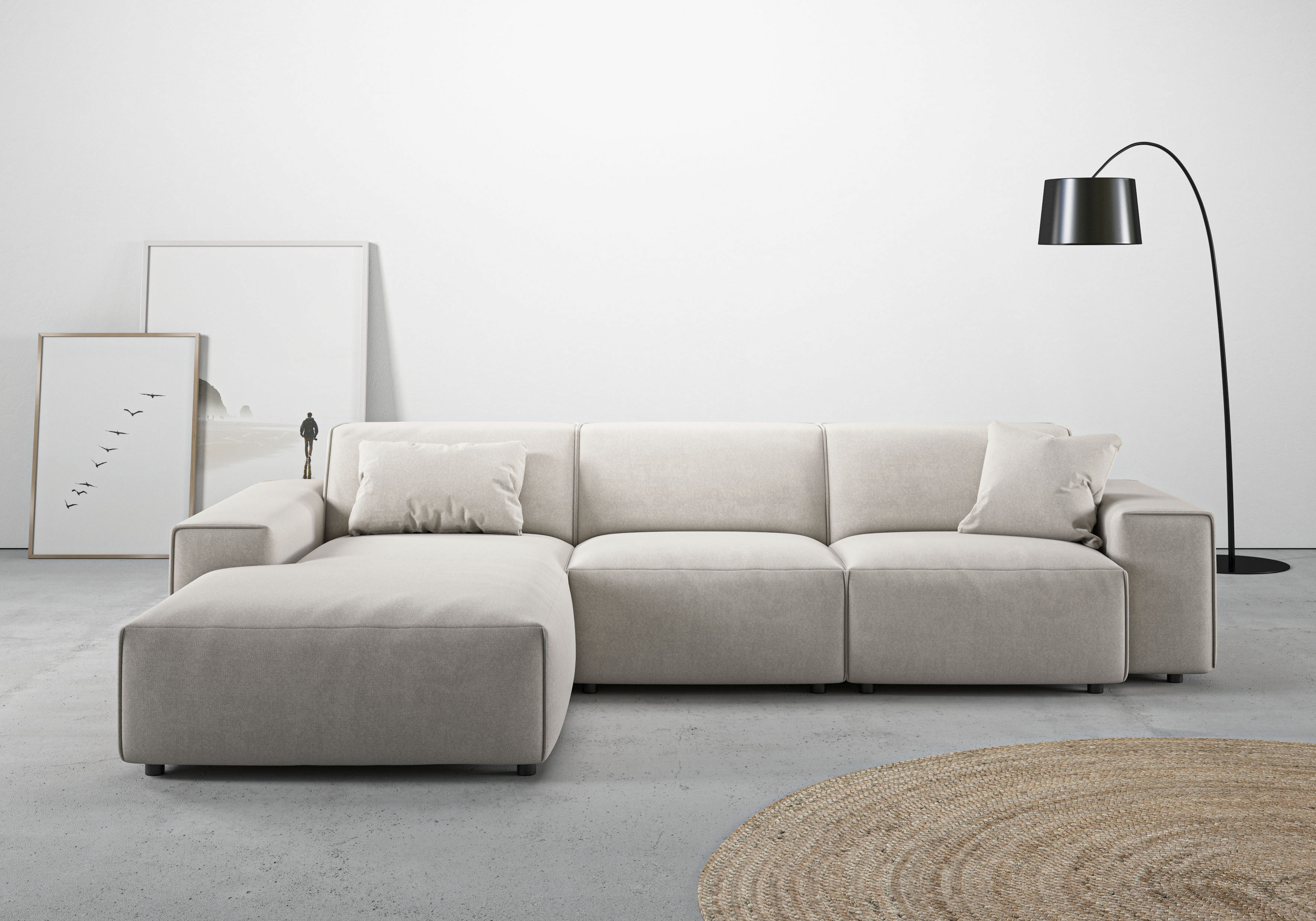 Home affaire Ecksofa "Glimminge auch in Breitcord, Feincord, Bouclé + Easy care-Bezug" L-Form, Breite 294, Zierkissen