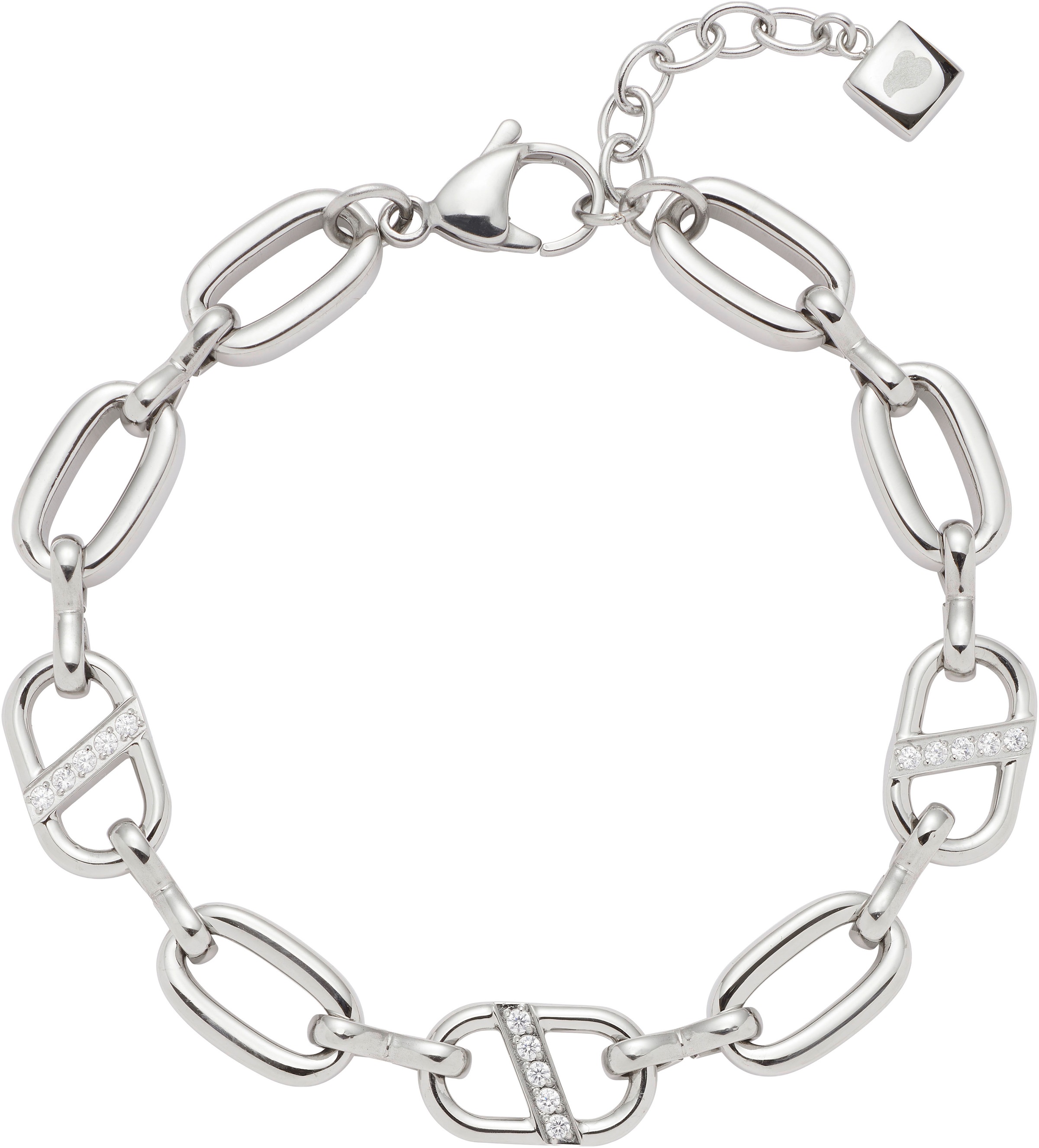 Armband LEONARDO "Narea", silber (edelstahlfarben, kristallweiß, kristallweiß), Armbänder, Damen, 22cm, Edelstahl, Armband, mit Zirkonia (synth.)