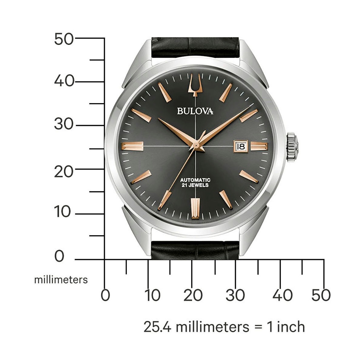 Bulova Automatikuhr, Armbanduhr, Herrenuhr, Damenuhr, Lederarmband, Saphirglas