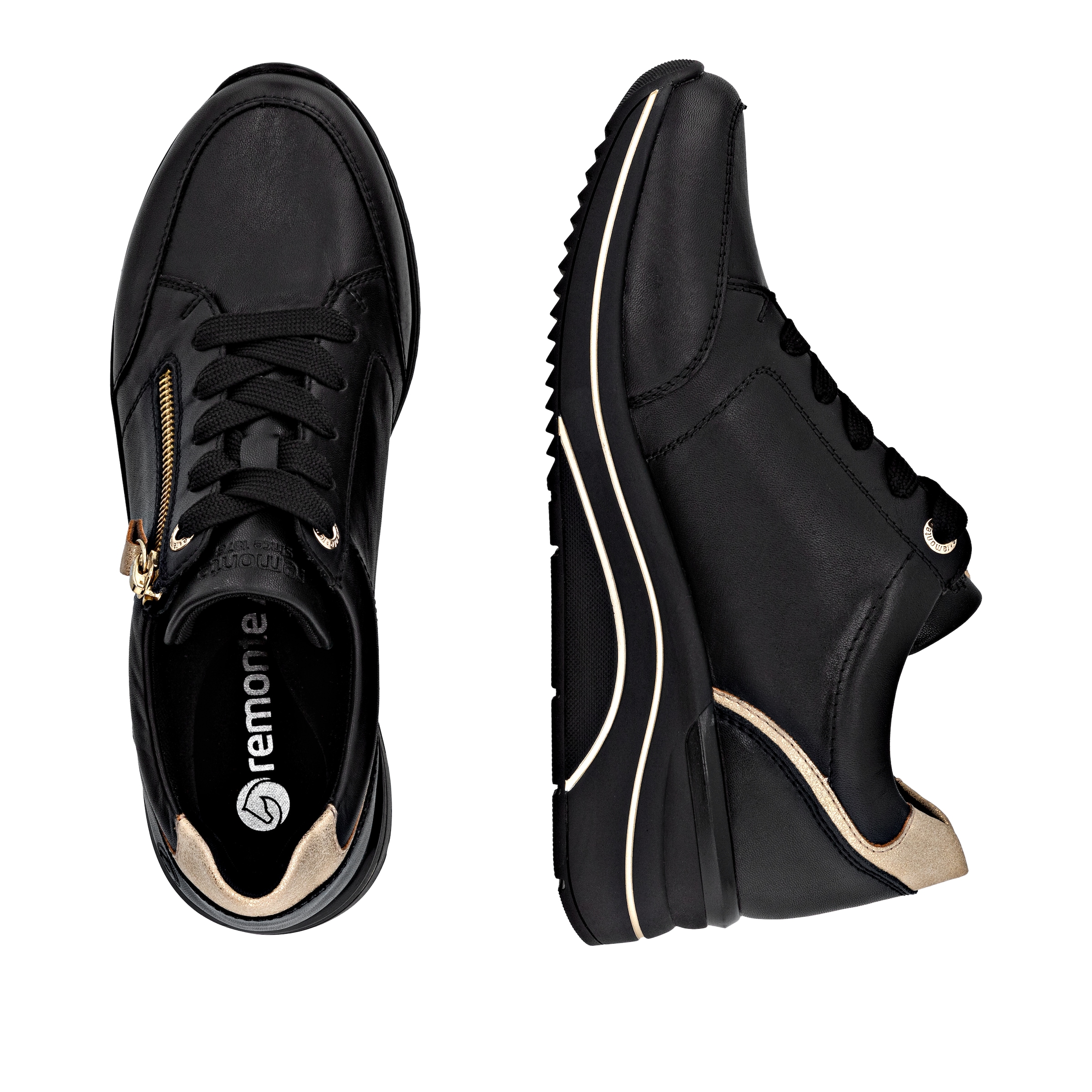 Remonte Keilsneaker, Freizeitschuh, Halbschuh, Schnürschuh mit goldfarbenem Logoanhänger