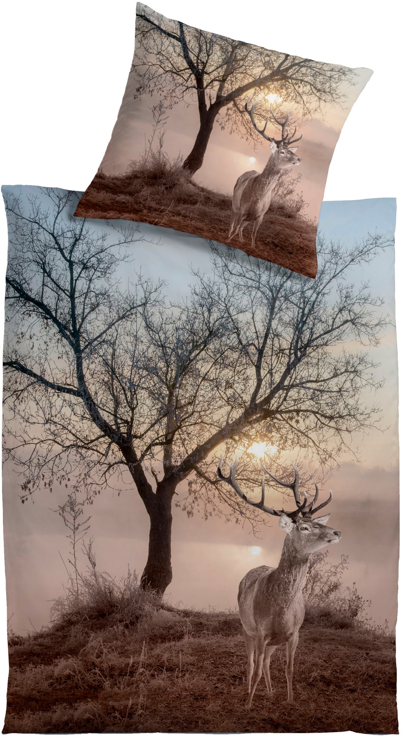 KiNZLER Wendebettwäsche "Winterhirsch" 2 Stk. aus Mikrofaser günstig online kaufen