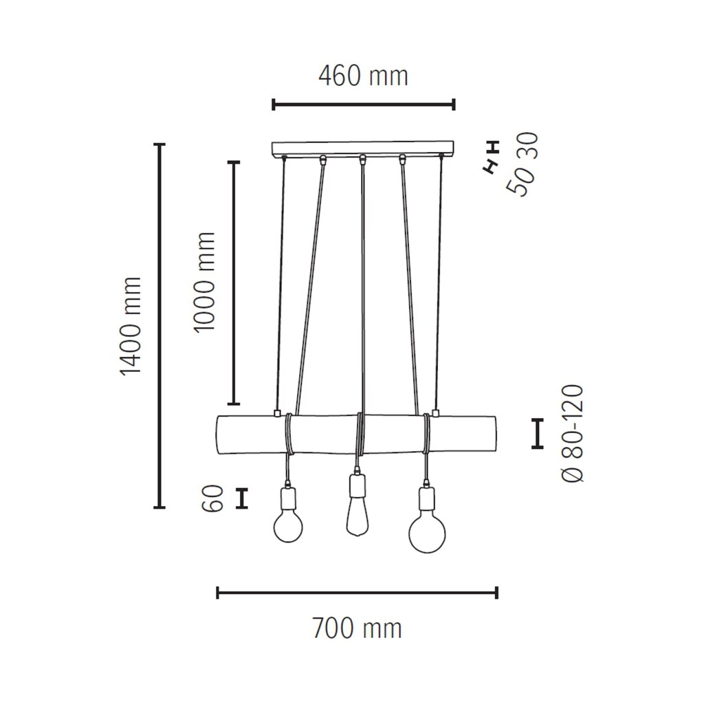 SPOT Light Pendelleuchte »TRABO«, 3 flammig-flammig