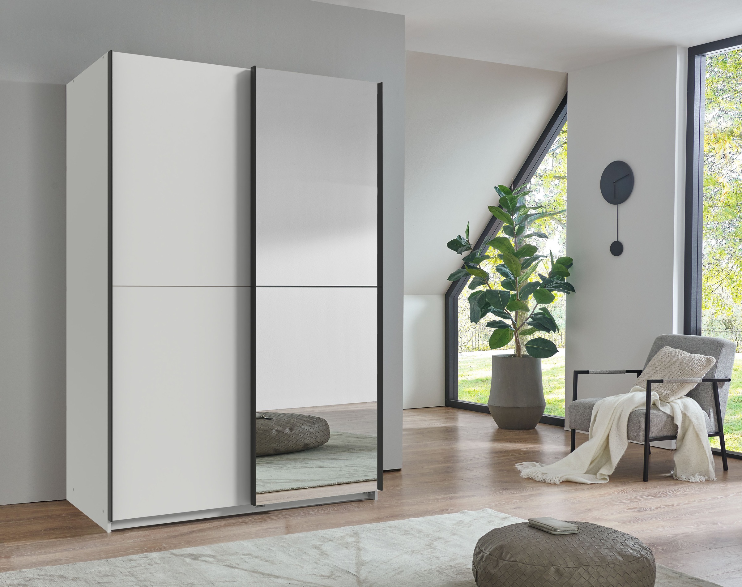 Wimex Kleiderschrank »Mugano, B/T/H 135 oder 180/65/198cm, Made in Germany«, (wähle Deine Ausstattung: Basic oder Premium!), 2 Schwebetüren mit oder ohne Spiegel, Metallgriffe