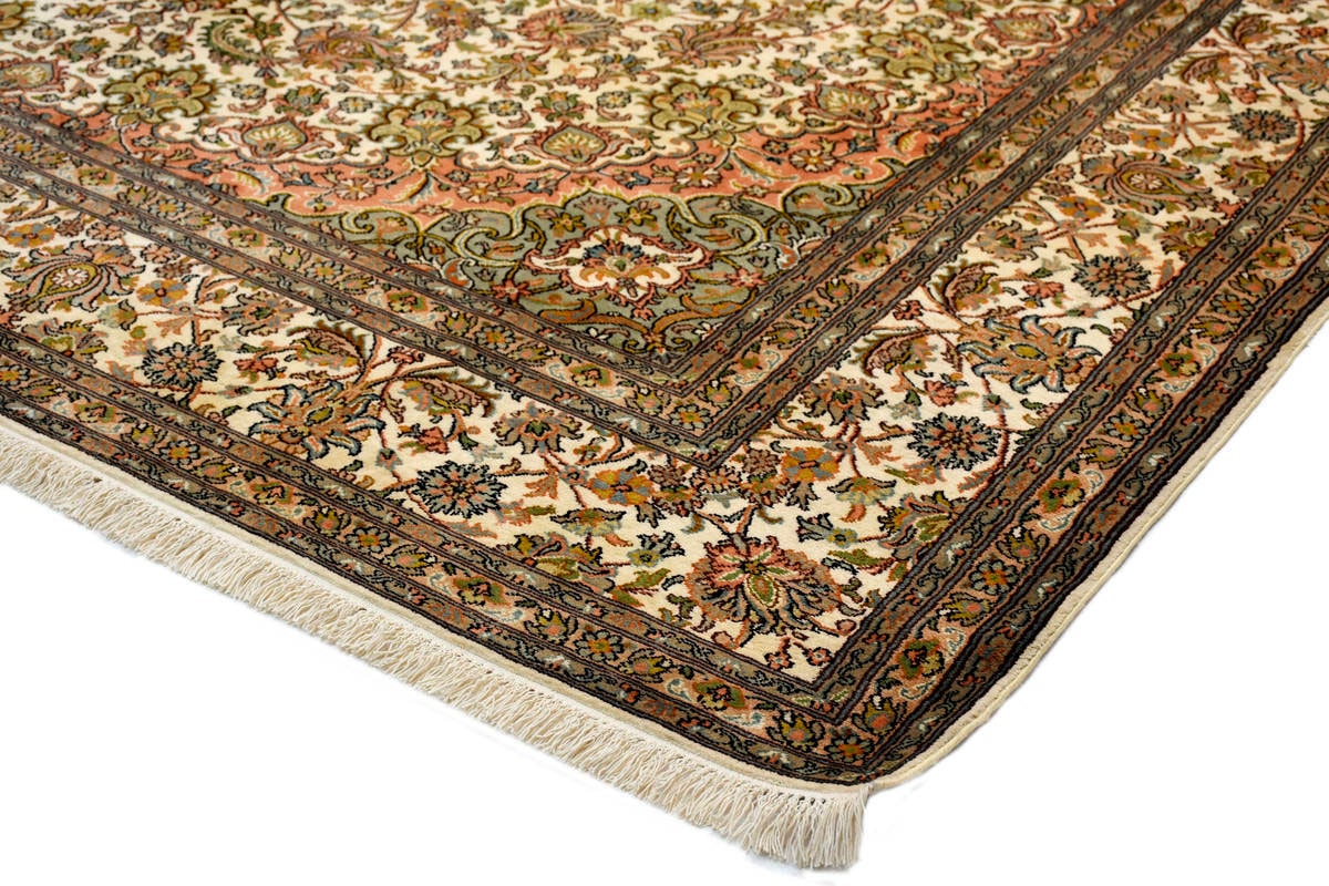 Kayoom Seidenteppich »Kashan 12013«, rechteckig, 10 mm Höhe, Einzelstück mit Zertifikat, Wohnzimmer