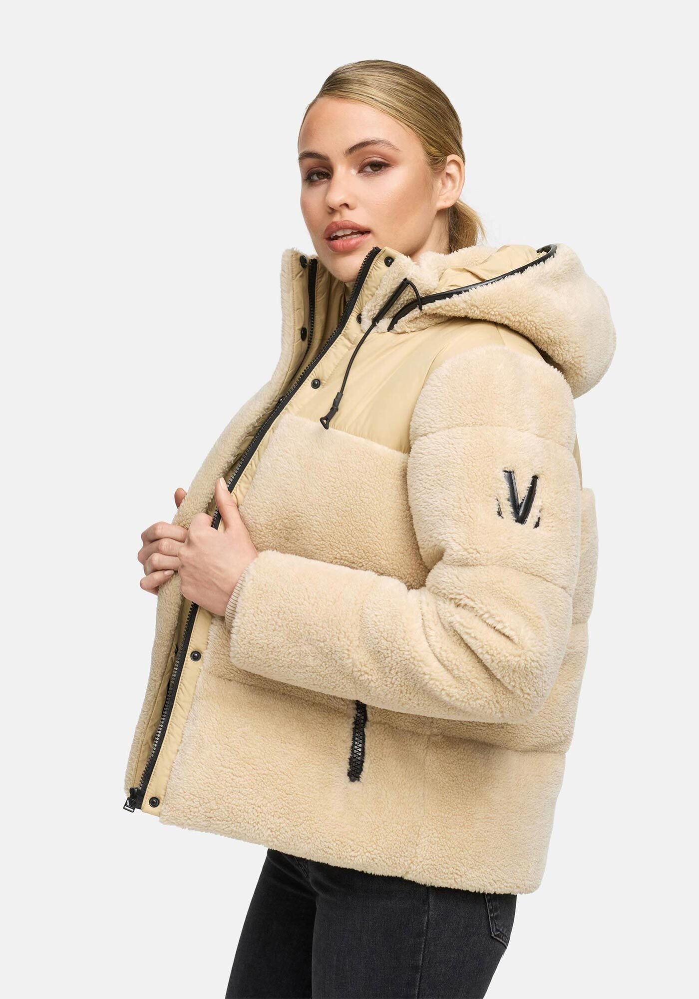 Marikoo Winterjacke »Kaguraa«, warme Teddyfell Sherpa Jacke