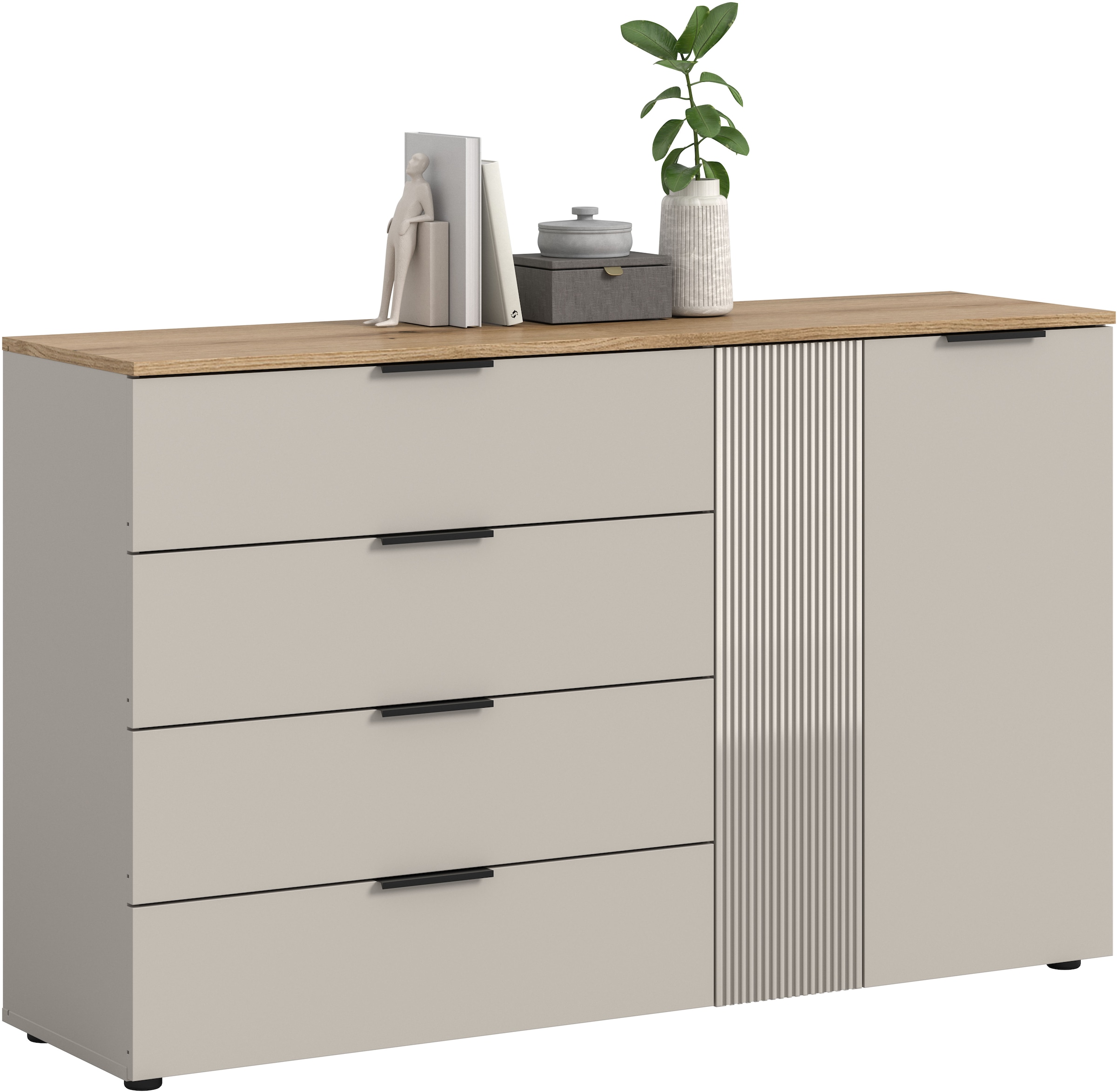 Home affaire Sideboard "EDIL, Breite 180 cm, 5 Türen, 1 Schubkasten, 5 Einlegeböden, 8 Fächer" Garderobenschrank, Schuhschrank, Schuhkommode, Kommode, Anrichte