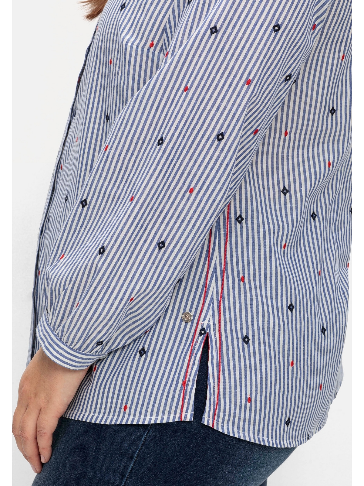 Sheego Hemdbluse »Große Größen«, mit Stickereien, hochwertige Popeline-Qualität