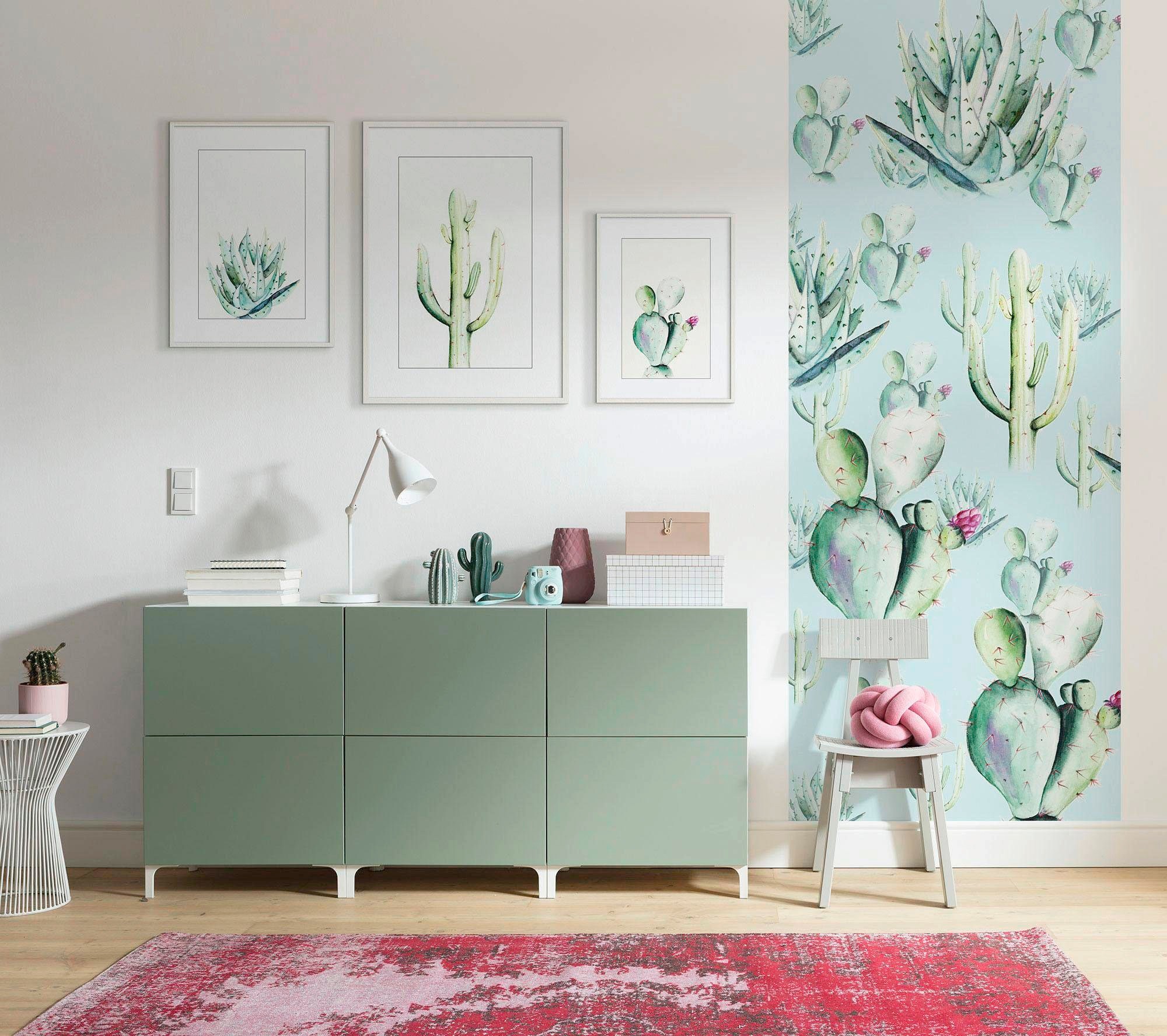 Komar Bild »Saguaro Watercolor« Blätter | Pflanzen 1 Stk. tlg. Wandbild zur Dekoration - ohne Rahmen