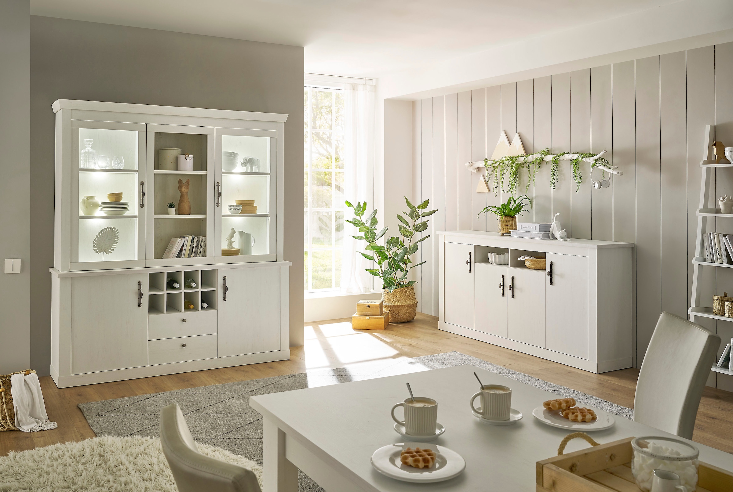 Home affaire Wohnwand "RAVENNA" 2 Stk. tlg. im romantischen Landhausstil, G günstig online kaufen