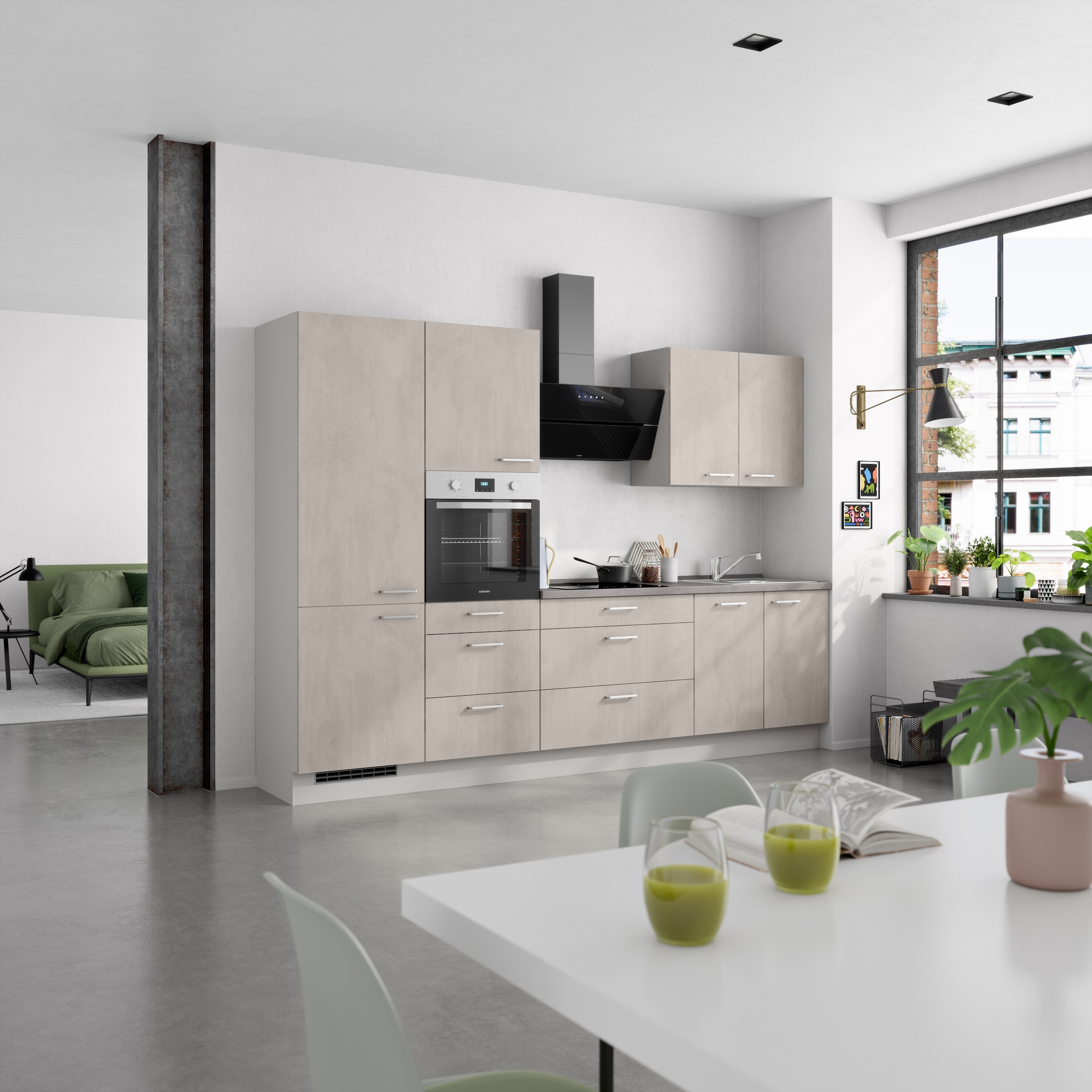 nobilia® Küchenzeile »"Riva II"«, vormontiert, Ausrichtung wählbar, Breite 300 cm, wahlw. mit E-Geräten