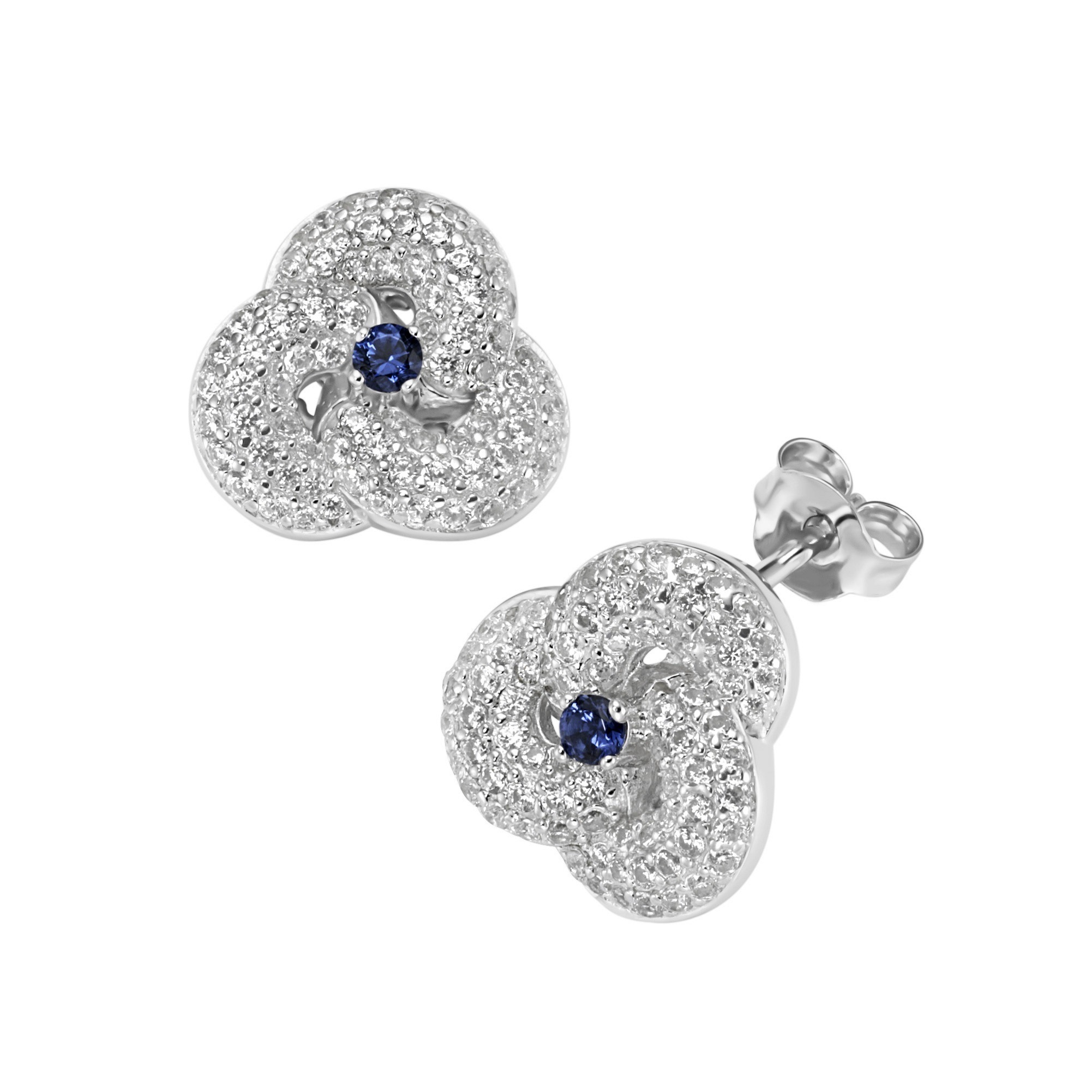 "Paar Ohrstecker SMART JEWEL ""mit Zirkonia und blauen Kristallsteinen, Silber 925"", blau, Ohrringe, Damen, Silber 925 (Sterlingsilber)"