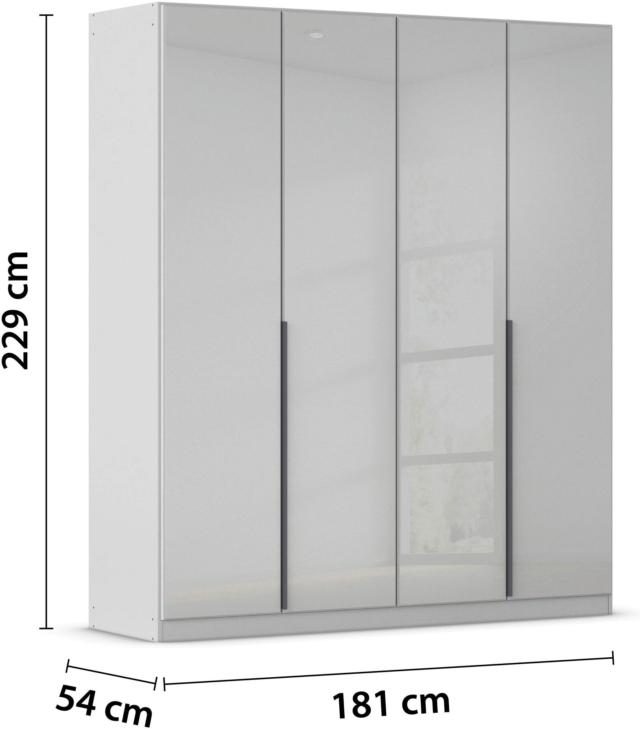 rauch Drehtürenschrank »Kleiderschrank Kleiderschränke Schrank Garderobe AGORDO mit Glasfront«, (in zwei Griff-Farben), durchdachte Innenausstattung, in 6 Breiten und 2 Höhen MADE IN GERMANY