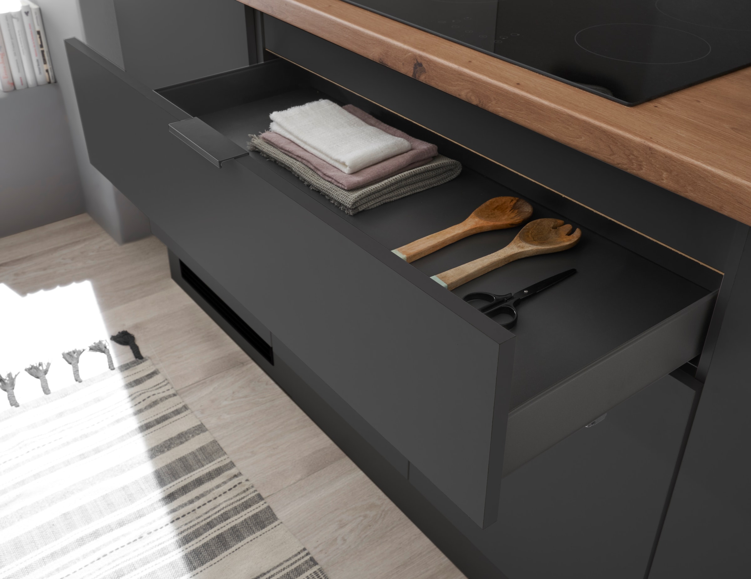 KOCHSTATION Küchenzeile »KS-Georgia, mit 38mm starker Arbeitsplatte«, Breite 260 cm, wahlweise mit E-Geräten und Kühlschrank
