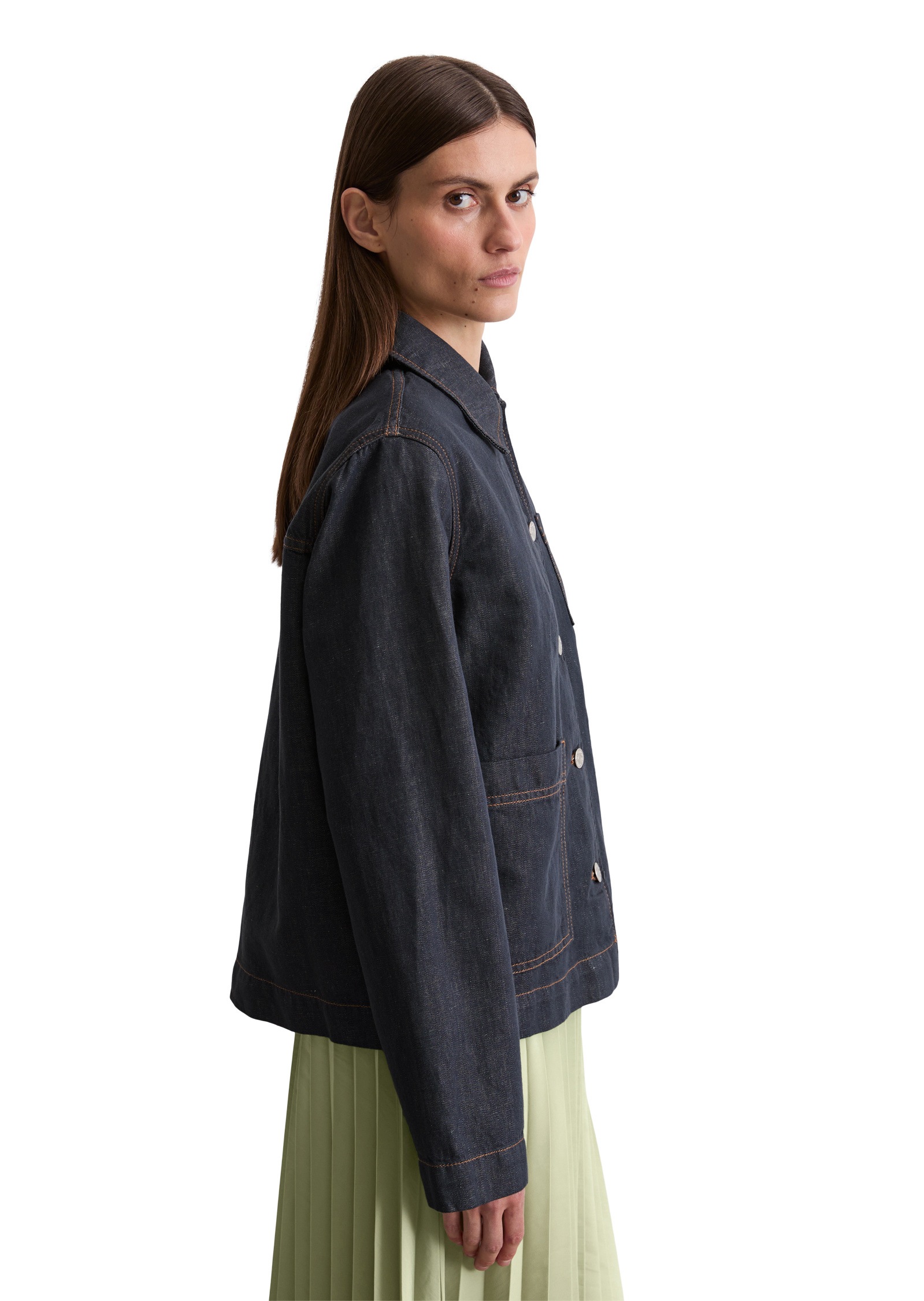 Marc OPolo Jeansjacke "aus Baumwolle-Leinen-Mix", ohne Kapuze günstig online kaufen