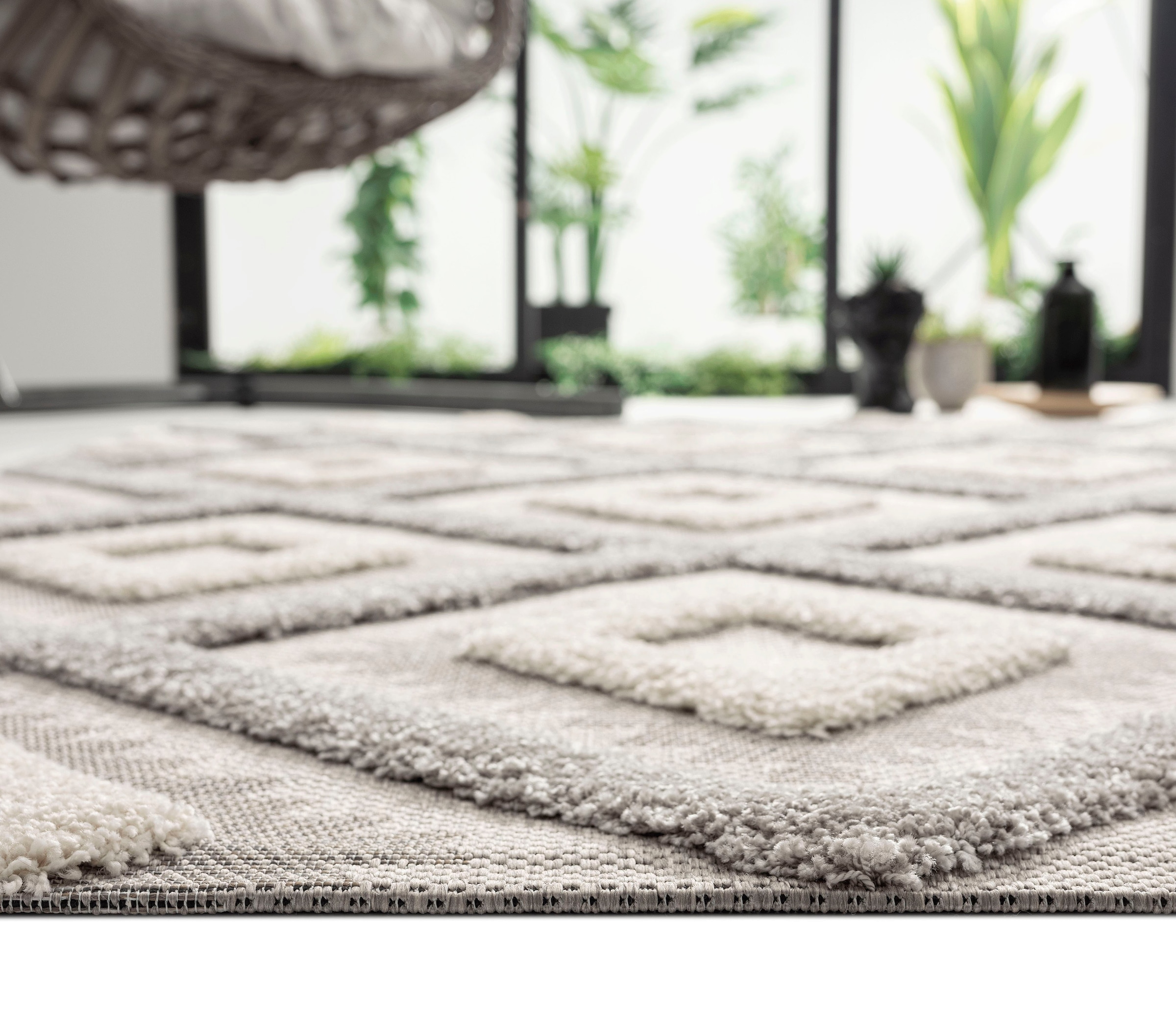 Outdoor Teppich kaufen BAUR »Kayra Scandic, geeignet In- | merinos rechteckig, Tief Struktur, Style, 54063«, Boho Hoch