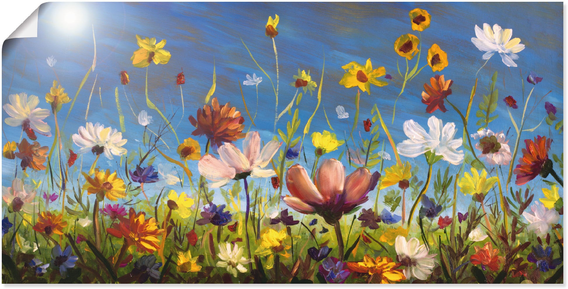 Artland Wandbild »Wildblumenwiese blauer Himmel«, bestellen in Leinwandbild, BAUR als Wandaufkleber Blumenwiese, Poster Alubild, versch. (1 St.), Größen | oder
