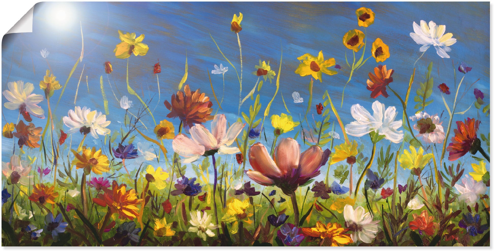Artland "Wildblumenwiese blauer Himmel" Blumenwiese 1 Stk. tlg. als Leinwandbild, Poster in verschied. Größen