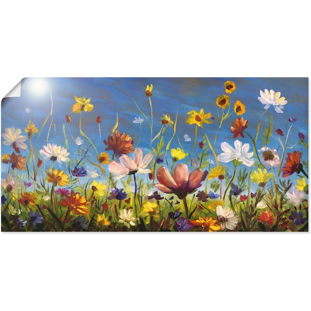 Artland Wandbild »Wildblumenwiese blauer Himmel«, Blumenwiese, (1 St.) |  BAUR