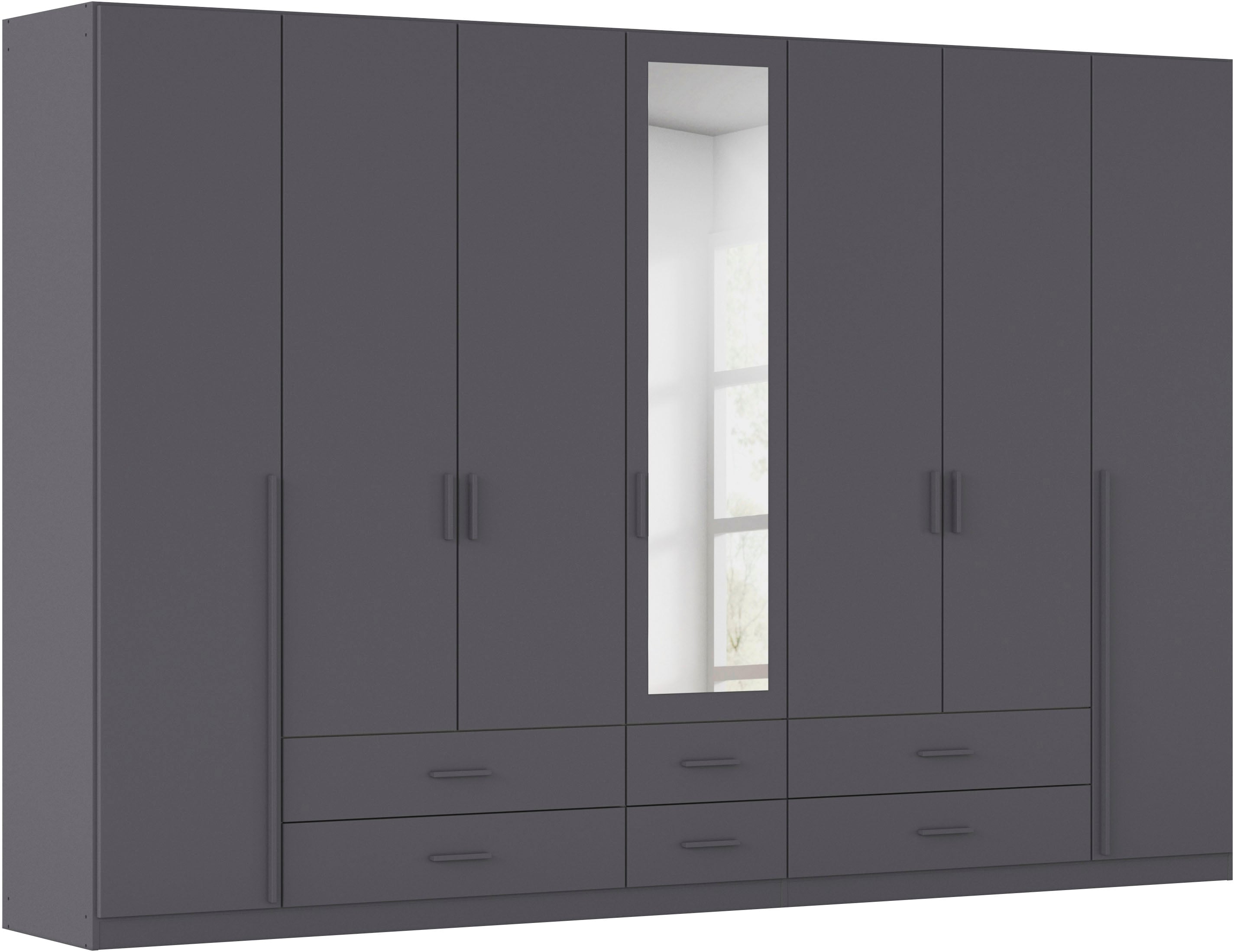 rauch Kleiderschrank "Schrank Garderobe Ankleide GAMMA Breiten 91/136/181/226/271/315/360 cm" in 3 Ausstattungen BASIC/CLASSIC/PREMIUM (inkl. SOFT-CLOSE-Funktion), verschiedene Griff-Varianten, mit Spiegel TOPSELLER MADE IN GERMANY