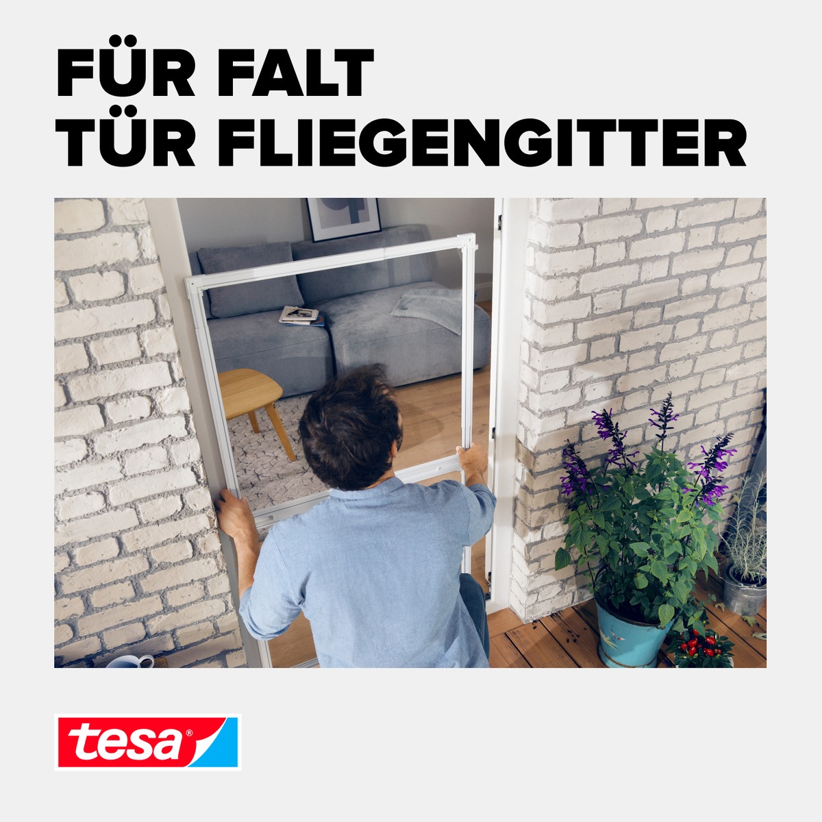 tesa Insektenschutz-Tür »Insect Stop Falt Adapter für Fliegengitter - Adapter-Set«, für Insektenschutz Balkontür / Terrassentür