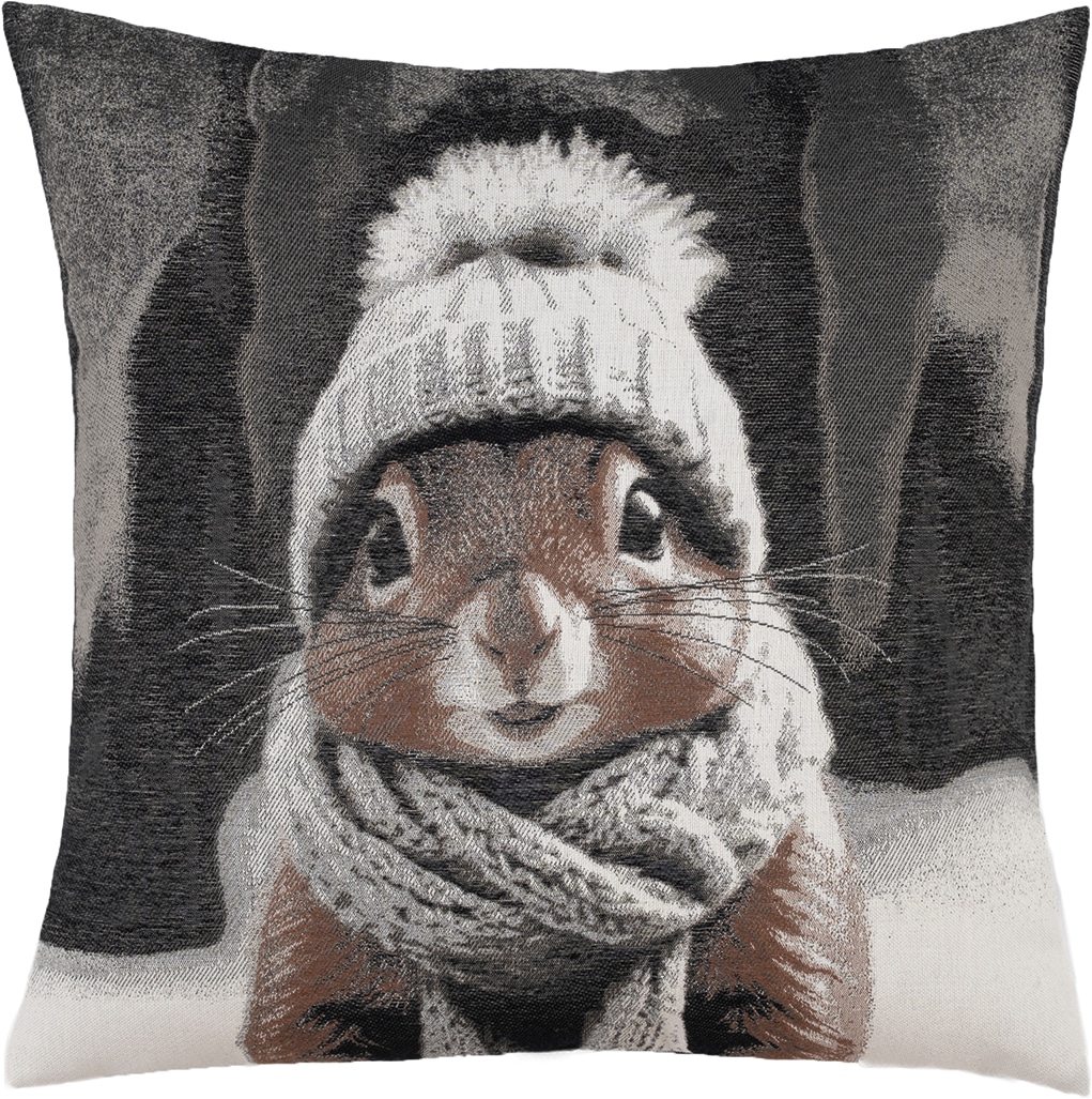 PAD Dekokissen "SQUIRREL" Niedliches Eichhörnchen-Motiv mit verspielter, natürlicher Note