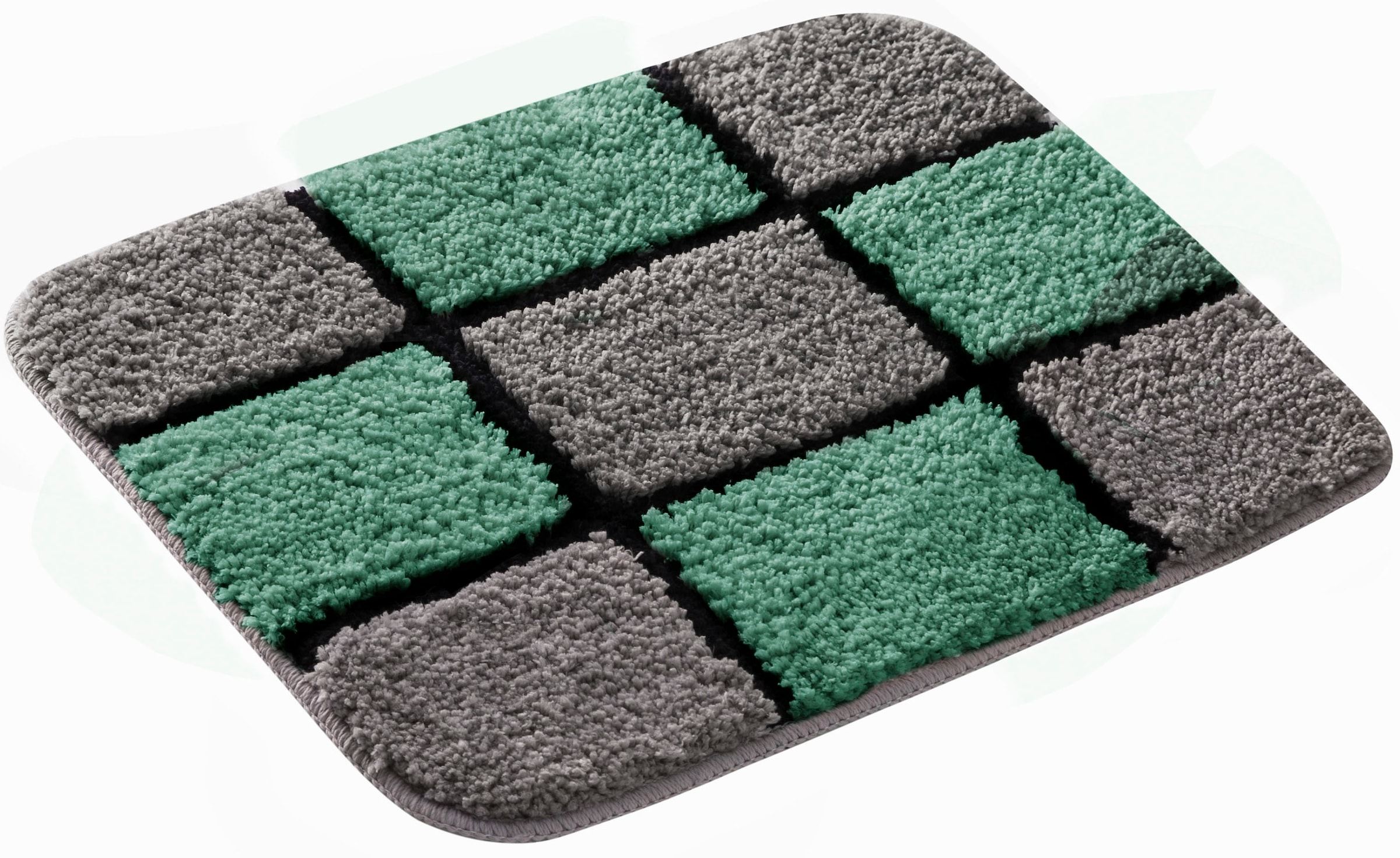 my home Badematte »Melli«, rutschhemmend beschichtet, fußbodenheizungsgeeignet, Badteppich, mit Muster, karierte Badematte