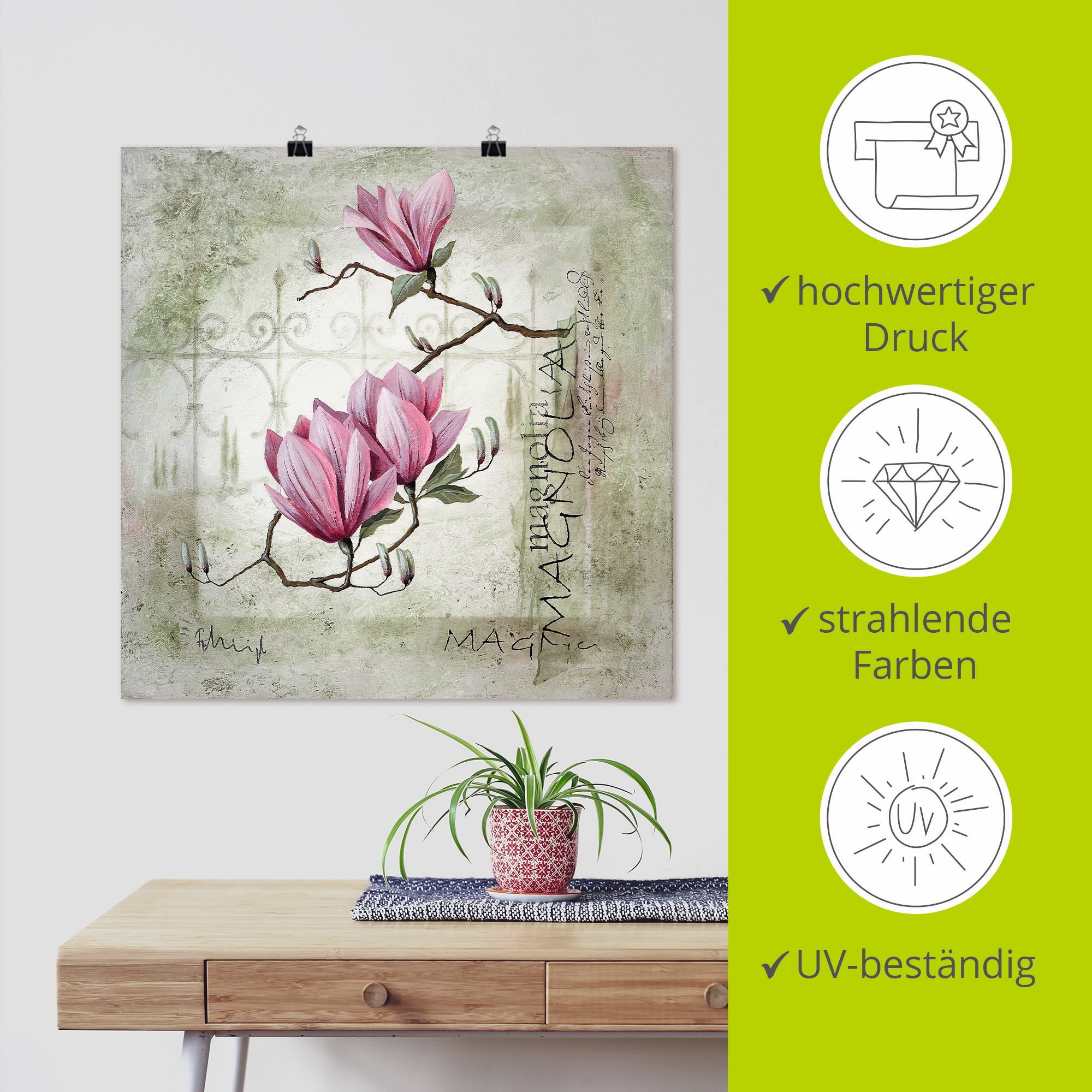 Artland Wandbild »Pinke Magnolie«, Blumen, (1 St.), als Leinwandbild, Poster, Wandaufkleber in verschied. Größen