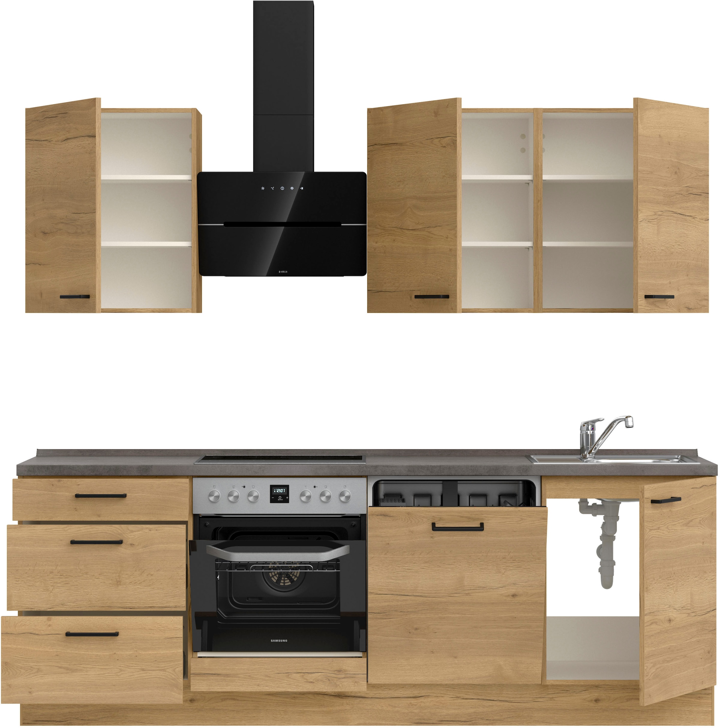nobilia® Küchenzeile »"Structura II"«, vormontiert, Ausrichtung wählbar, Breite 240 cm, wahlw. mit E-Geräten