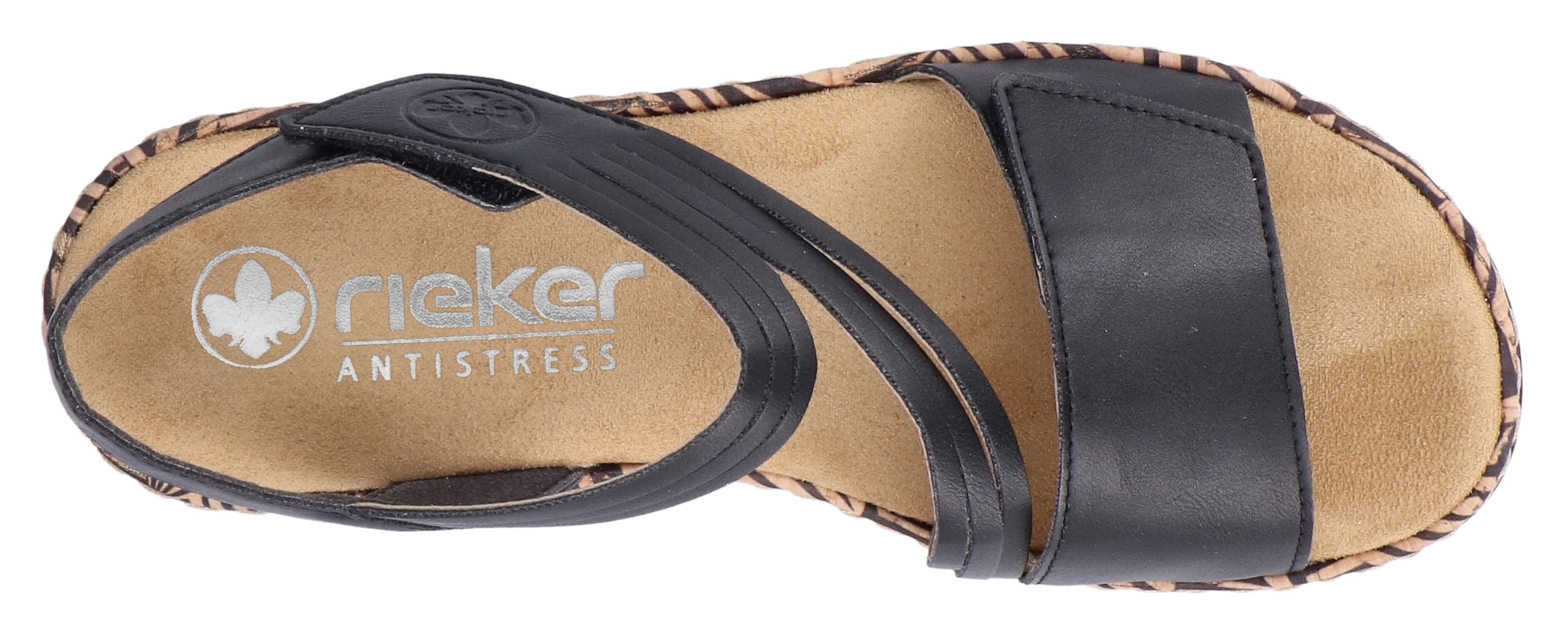 Rieker Keilsandalette, Sommerschuh, Sandale, Keilabsatz, mit gemusterter Plateausohle