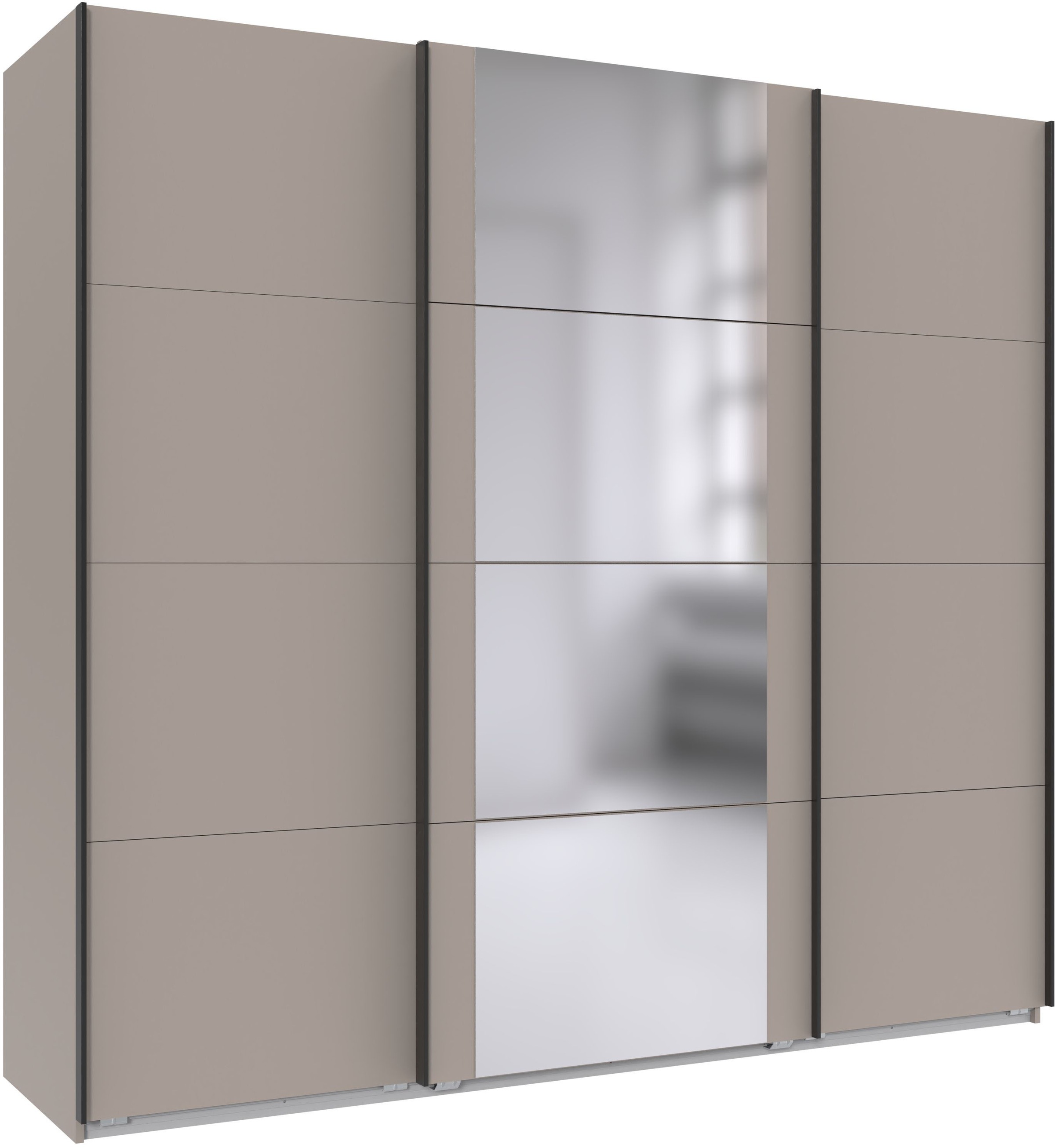 Schwebetürenschrank WIMEX, B:225cm H:210cm T:64cm, schwarz, Schränke, "Bern Schiebetürenschrank TOPSELLER", Schrank mit zusätzlicher