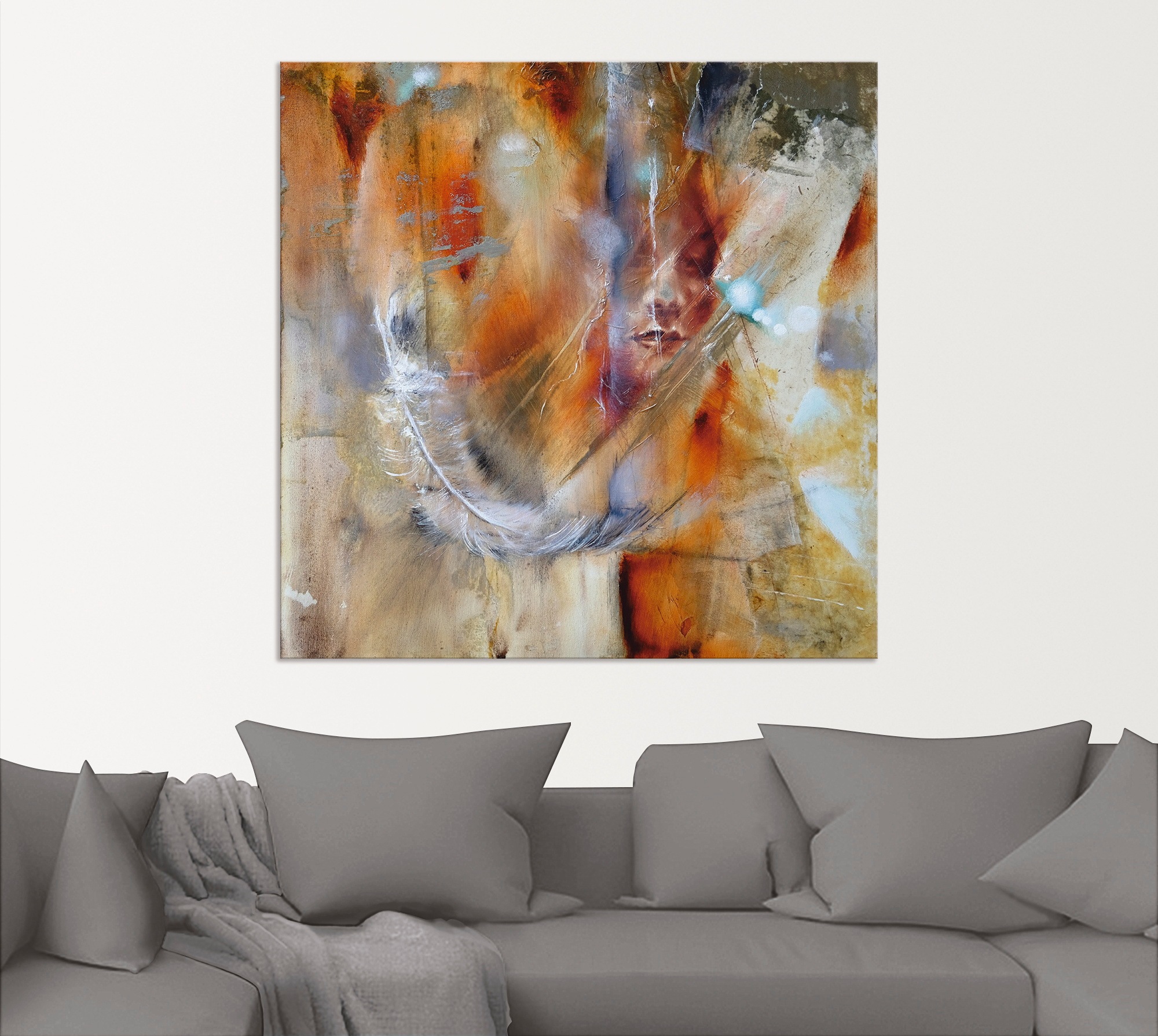 Artland Wandbild »Cora mit Feder«, Frau, (1 St.), als Alubild, Outdoorbild, Leinwandbild, Poster, Wandaufkleber
