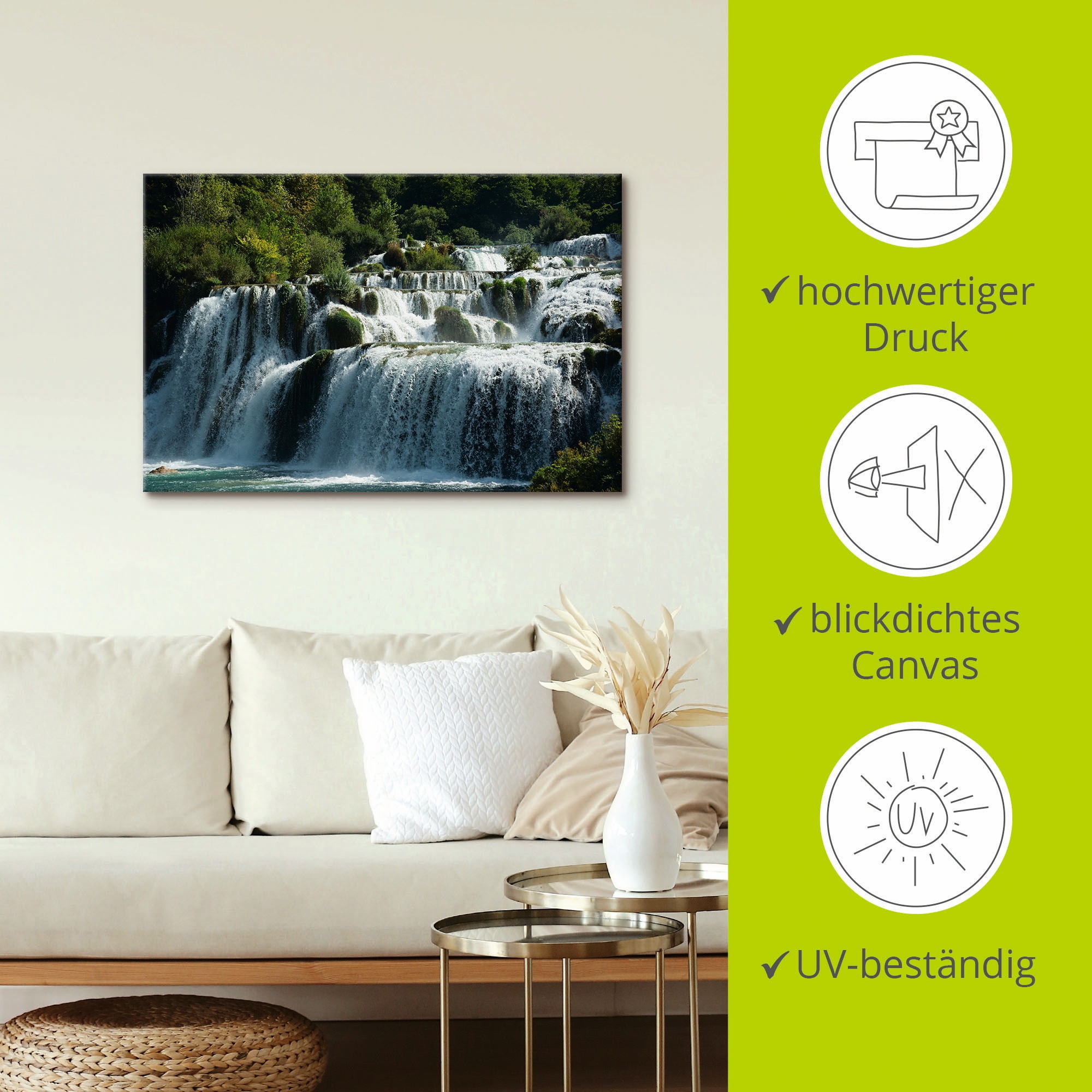 Artland Wandbild »Krka Wasserfälle«, Gewässer, (1 St.), als Leinwandbild, Poster in verschied. Größen