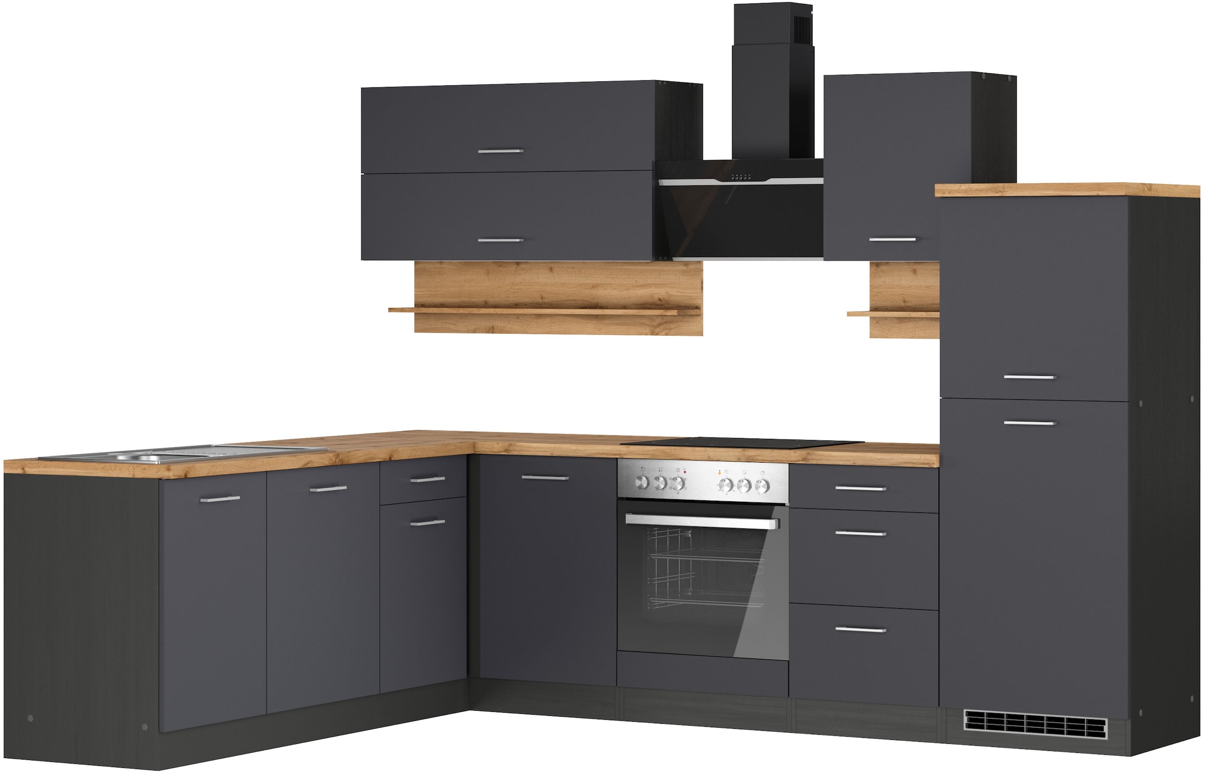 KOCHSTATION Winkelküche "KS-Milan", Stellbreite 280/220 cm, viel Stauraum, günstig online kaufen