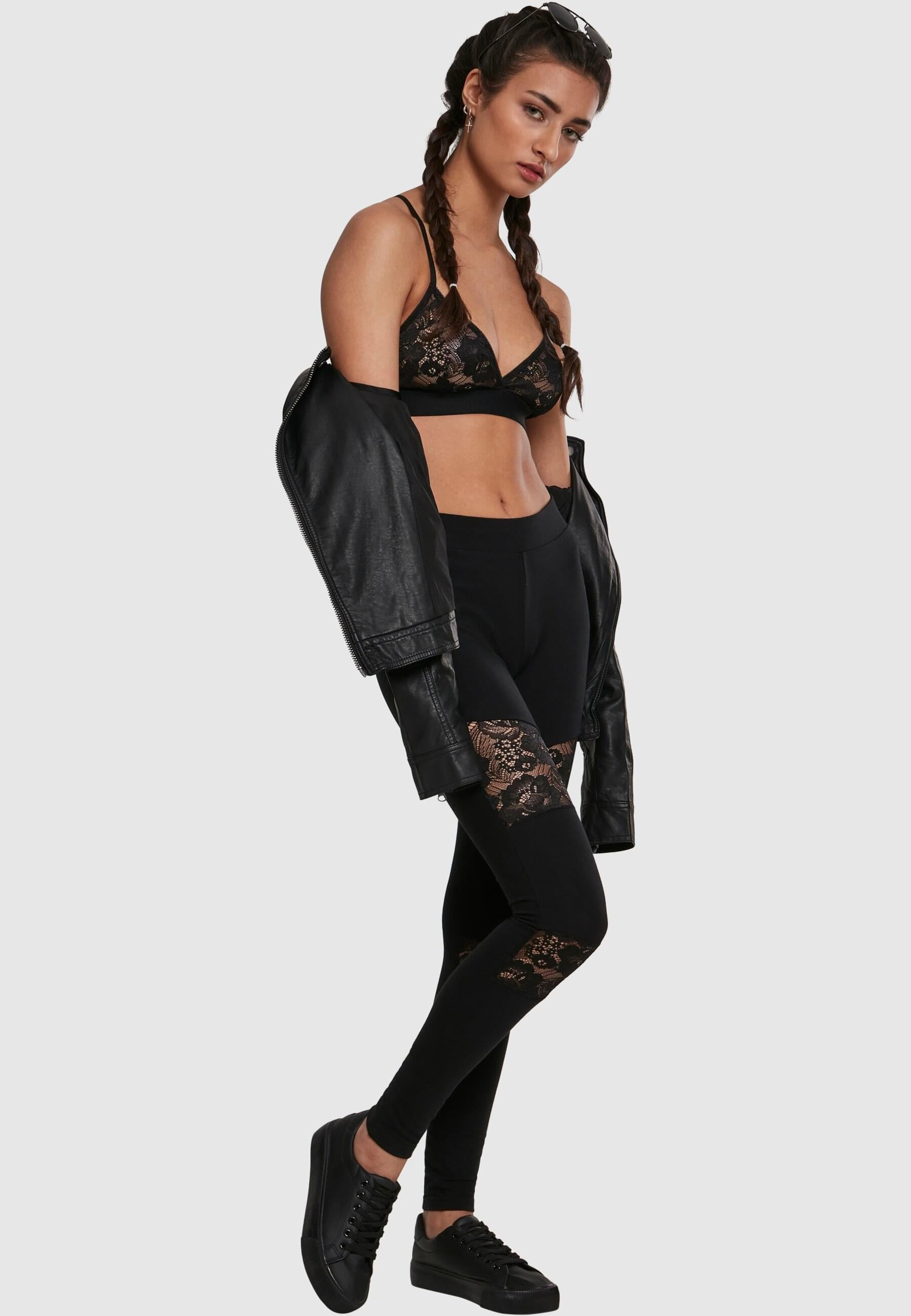 URBAN CLASSICS Leggings »Urban Classics Damen Ladies Laces Inset Leggings«, (1 tlg.)
