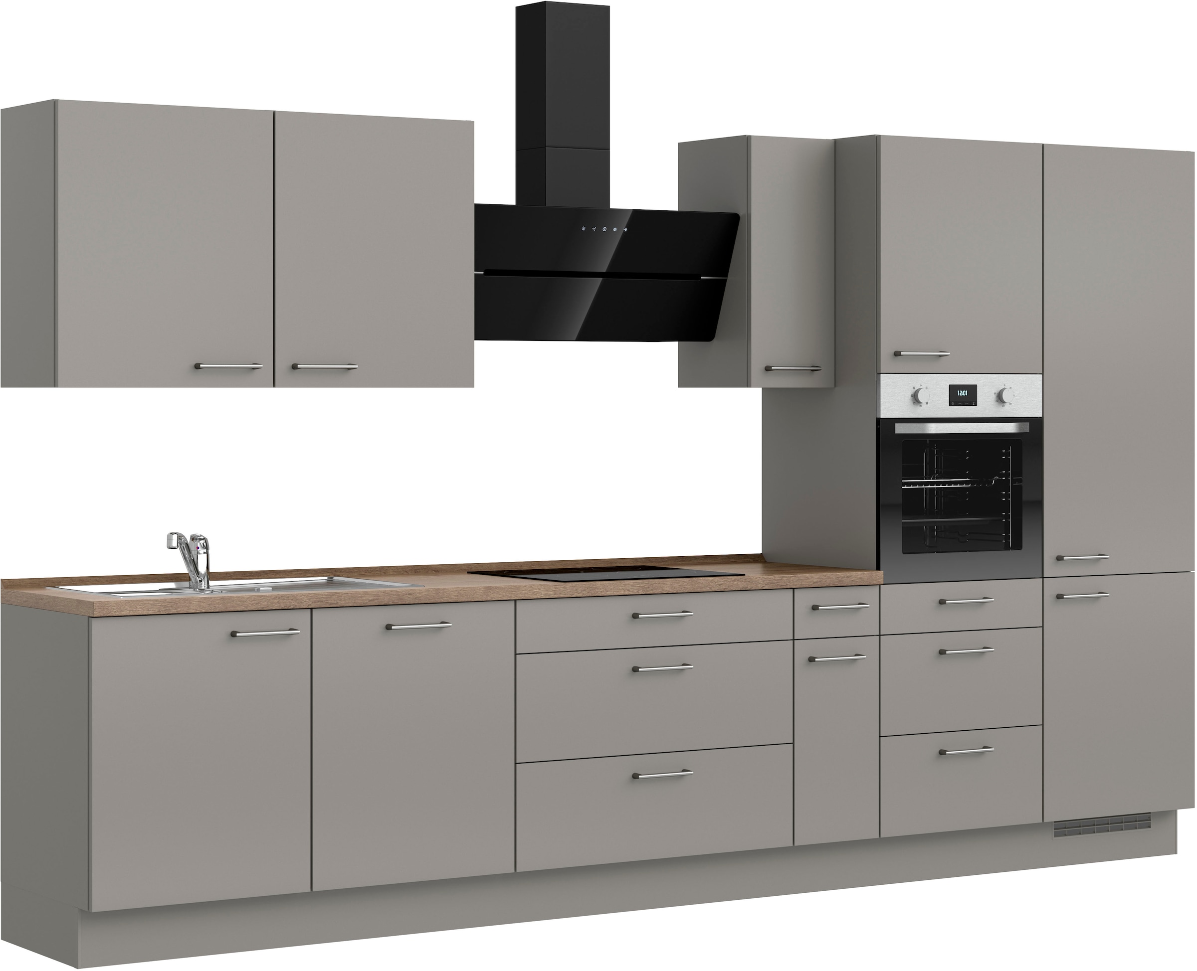 nobilia® Küchenzeile »"Laser II"«, vormontiert, Ausrichtung wählbar, Breite 360 cm, wahlw. mit E-Geräten