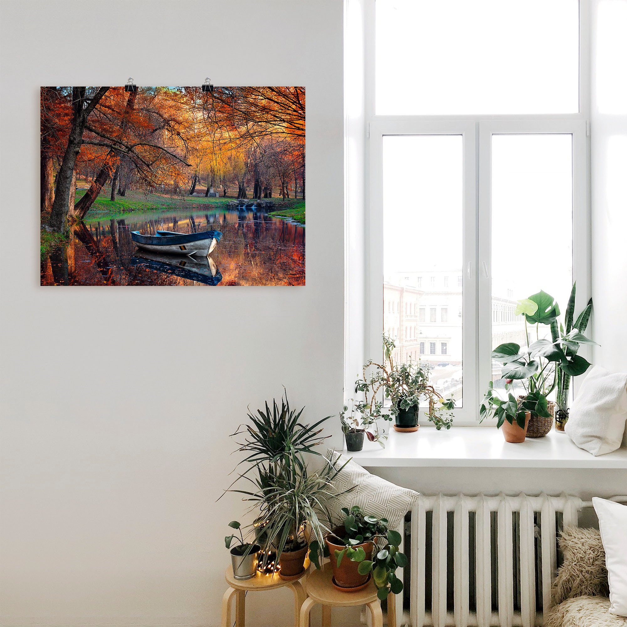 Artland Wandbild "Bunte Herbstlandschaft", Boote & Schiffe, (1 St.), als Le günstig online kaufen