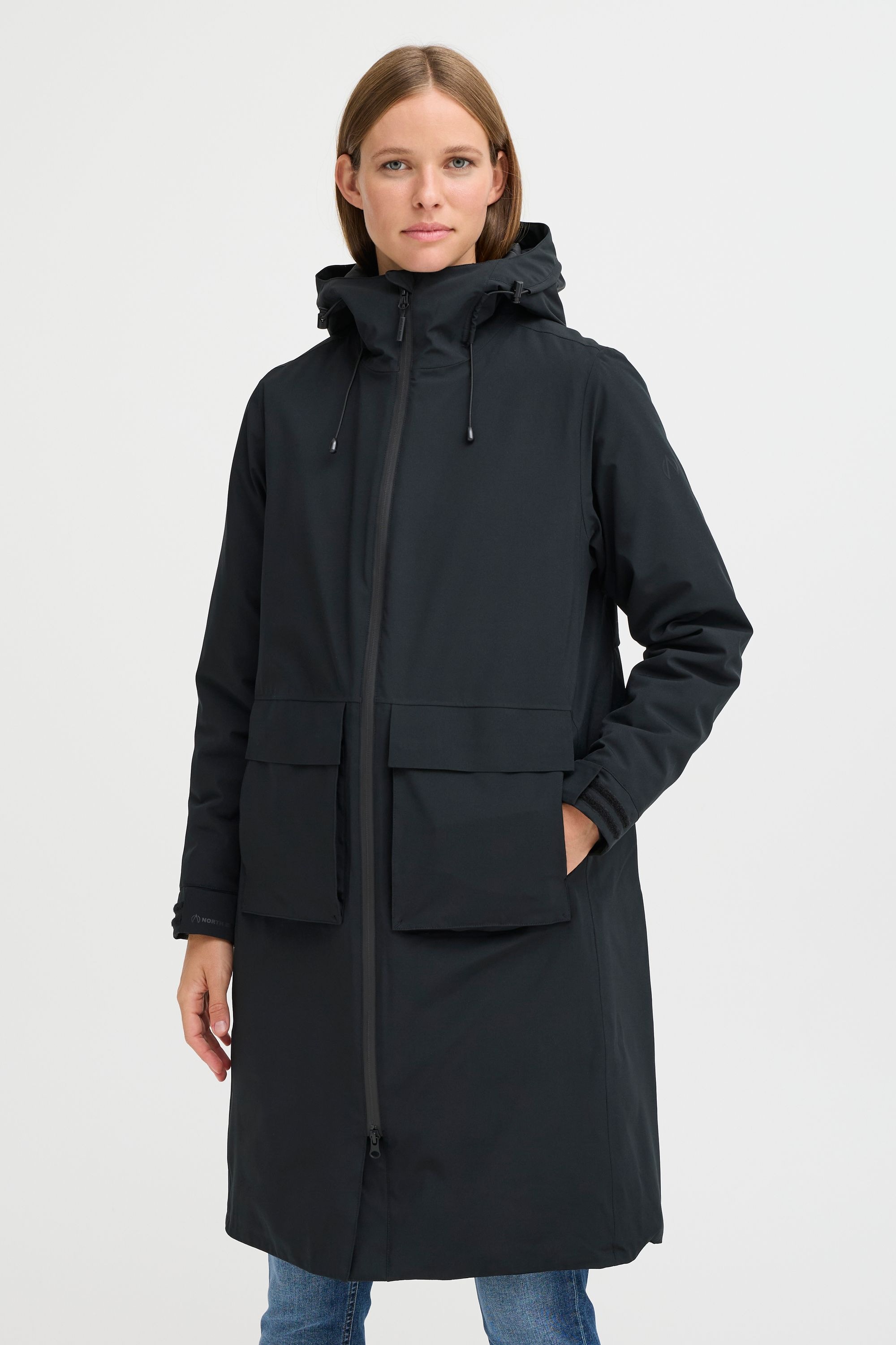 Winterjacke NORTH BEND "Wintermantel NBKarina W", Damen, Gr. 42, schwarz, Obermaterial: 90% Polyester PES. 10% Elasthan EL., Jacken Winterjacke 2