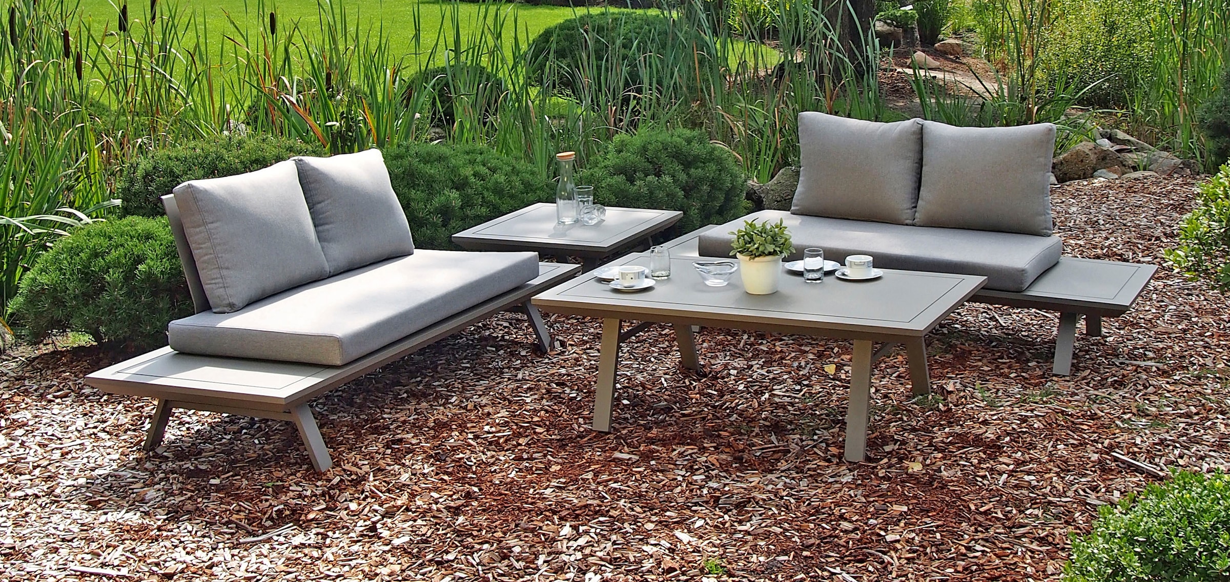 Garden Pleasure Garten-Essgruppe "CELIA" 7 Stk. tlg. mit bequemer Polsterun günstig online kaufen