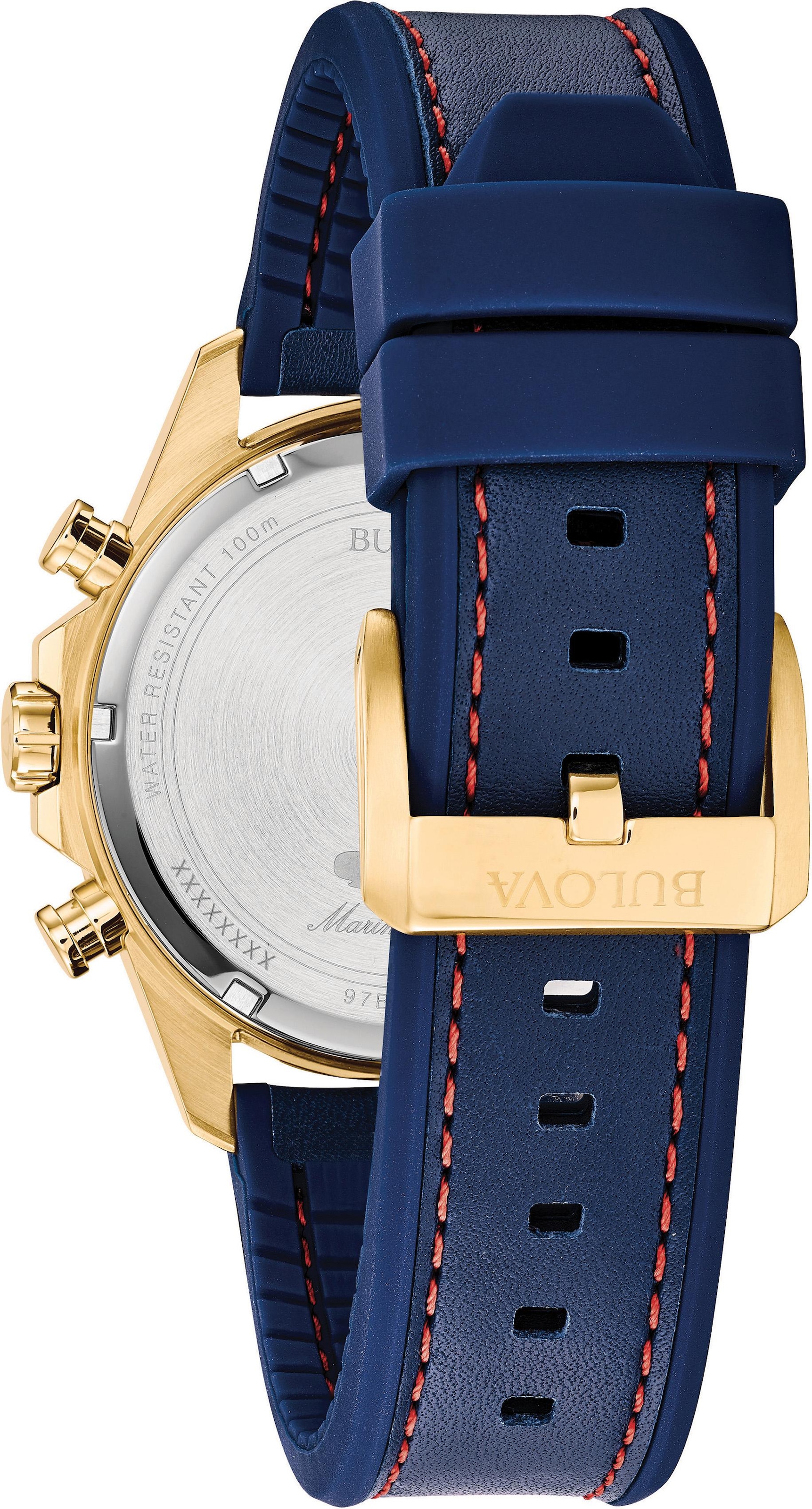 Bulova Chronograph »Marine Star«, Armbanduhr, Quarzuhr, Herrenuhr, Lederarmband, Datum